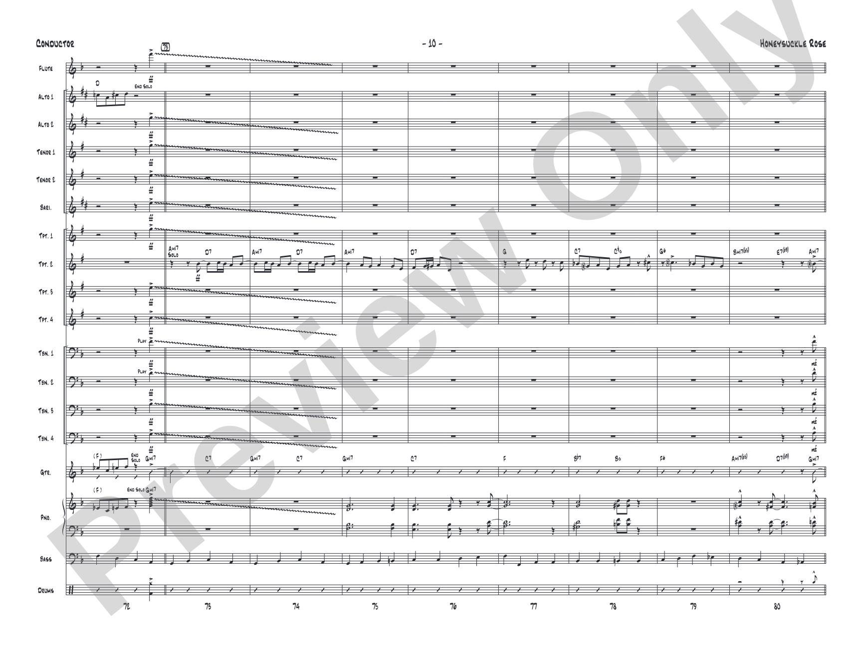Honeysuckle Rose: Jazz Ensemble Conductor Score & Parts