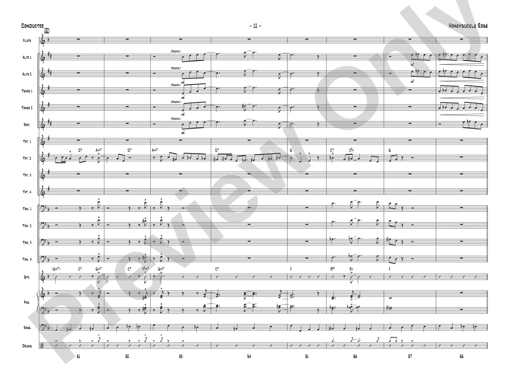 Honeysuckle Rose: Jazz Ensemble Conductor Score & Parts