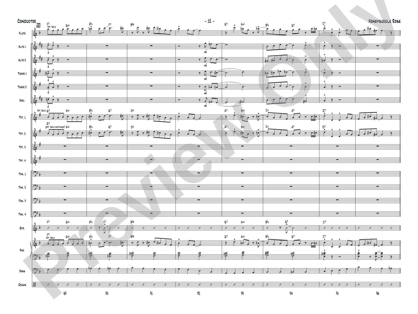 Honeysuckle Rose: Jazz Ensemble Conductor Score & Parts