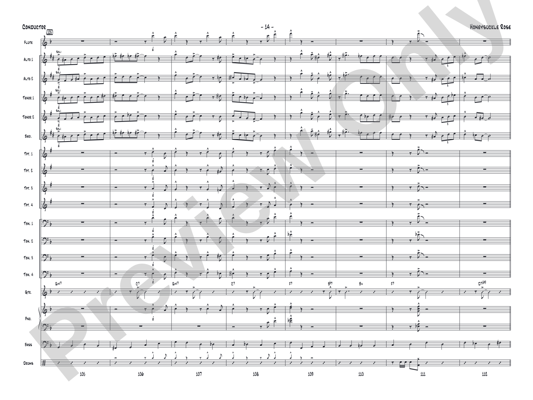 Honeysuckle Rose: Jazz Ensemble Conductor Score & Parts