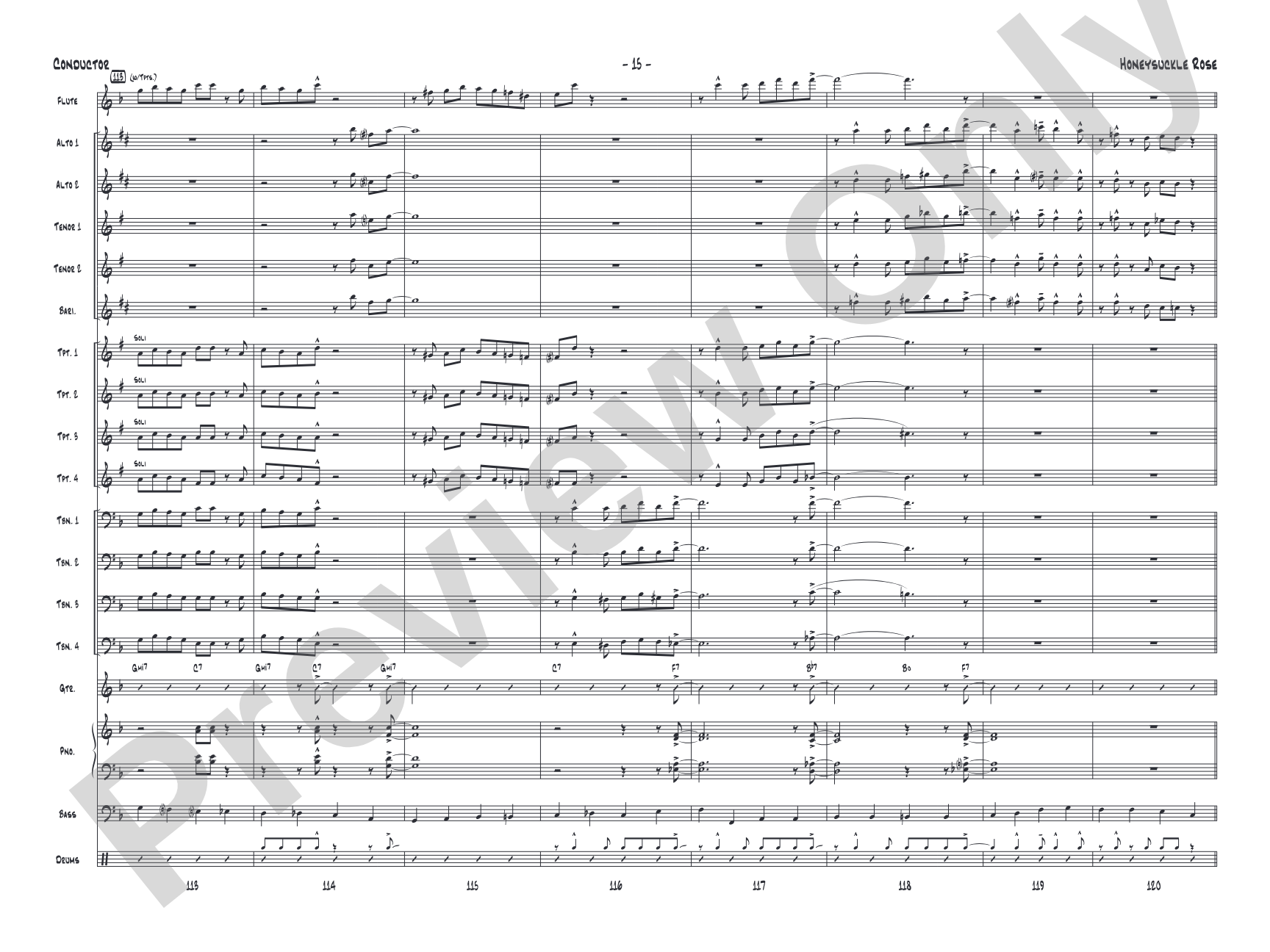 Honeysuckle Rose: Jazz Ensemble Conductor Score & Parts