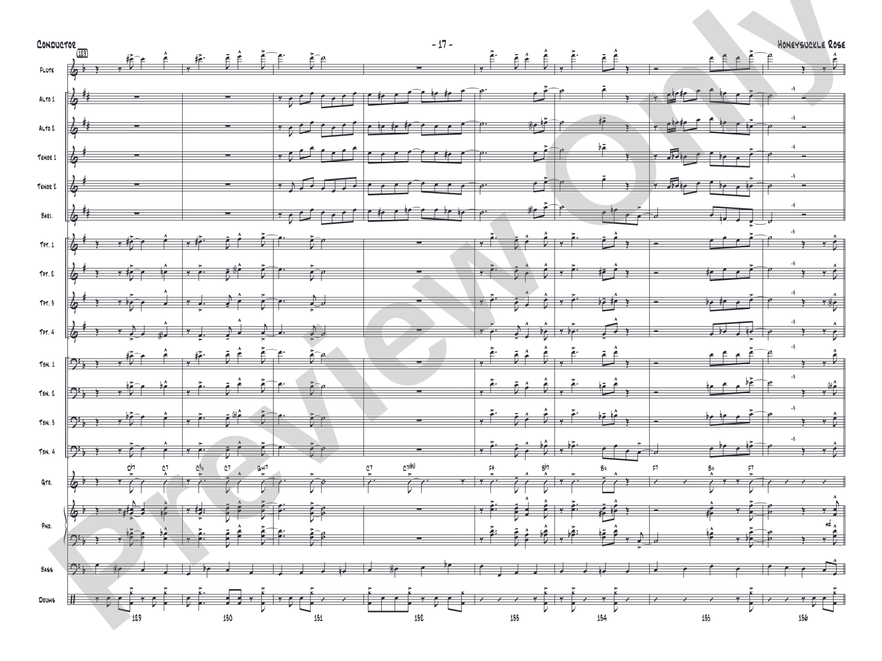 Honeysuckle Rose: Jazz Ensemble Conductor Score & Parts