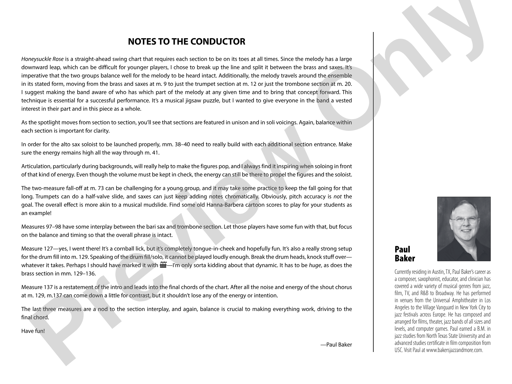 Honeysuckle Rose: Jazz Ensemble Conductor Score & Parts