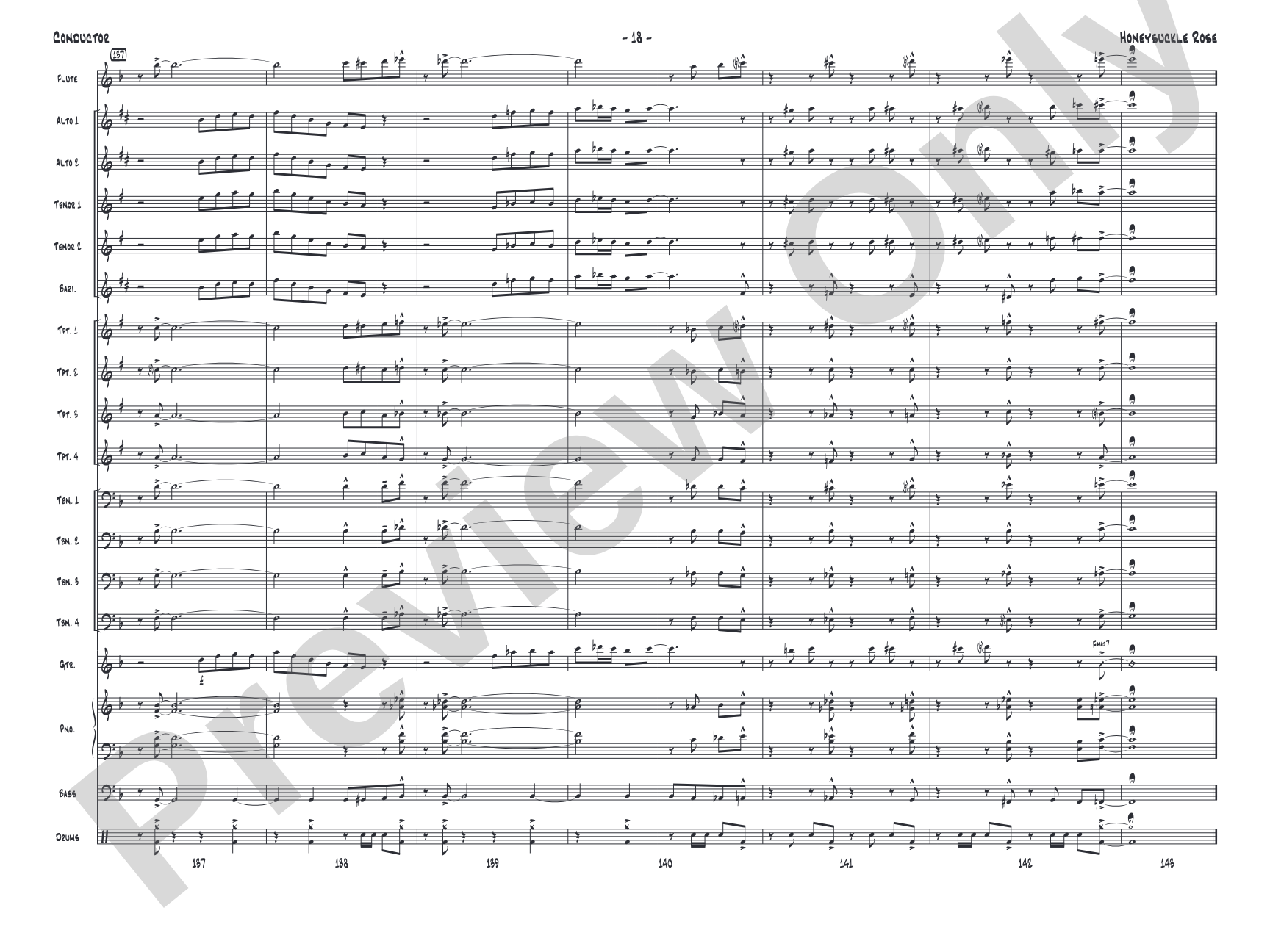Honeysuckle Rose: Jazz Ensemble Conductor Score & Parts