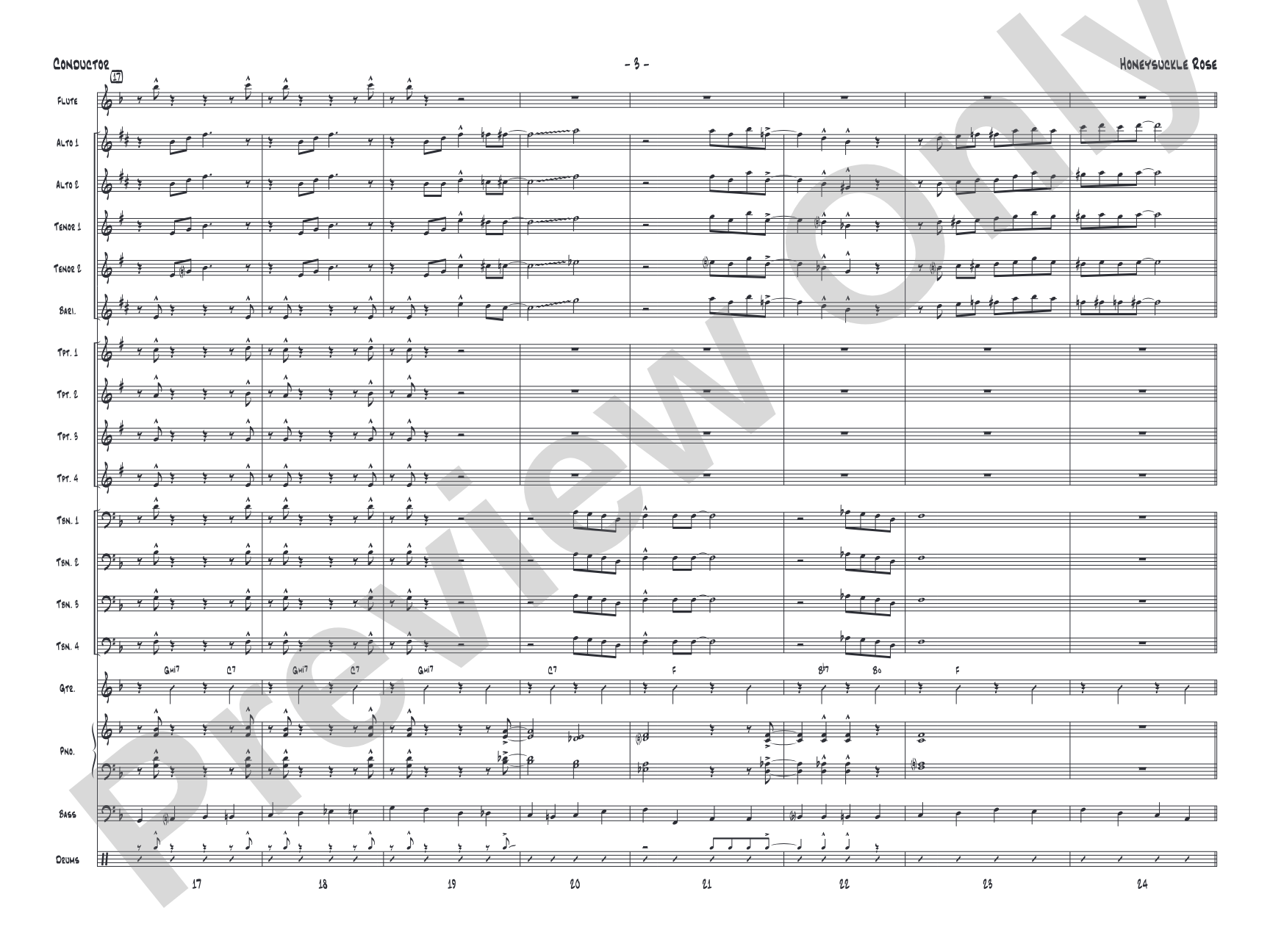 Honeysuckle Rose: Jazz Ensemble Conductor Score & Parts