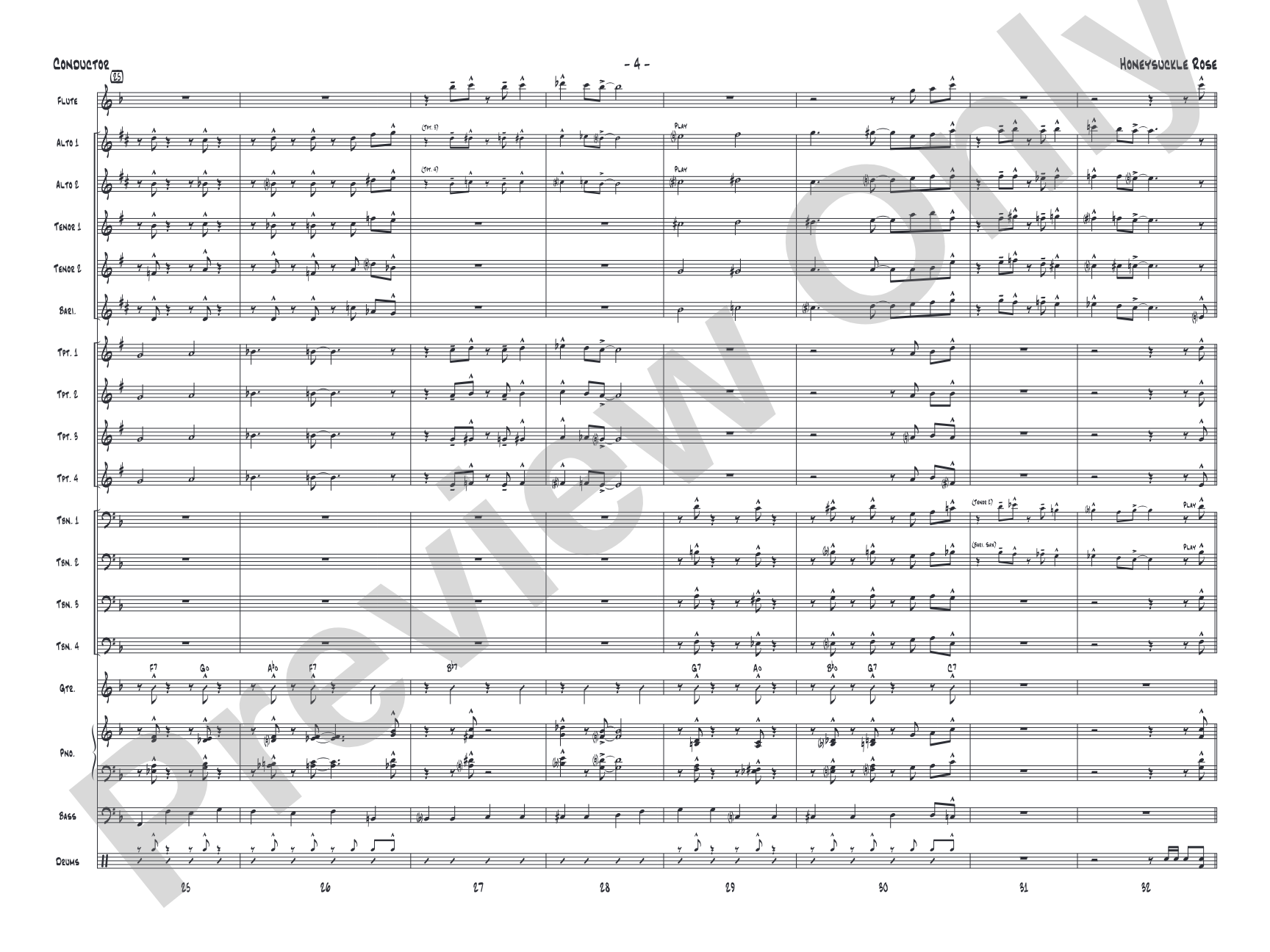Honeysuckle Rose: Jazz Ensemble Conductor Score & Parts