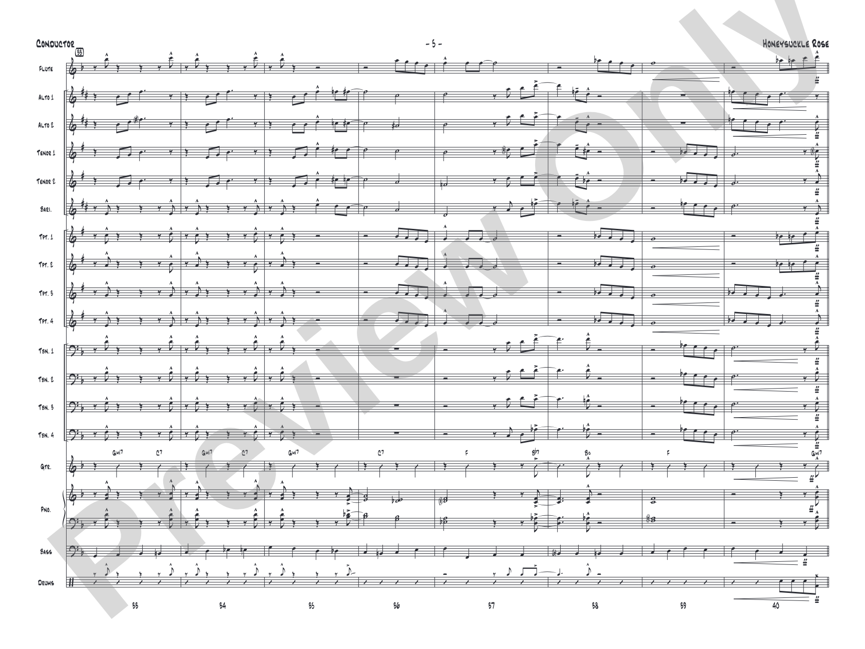 Honeysuckle Rose: Jazz Ensemble Conductor Score & Parts