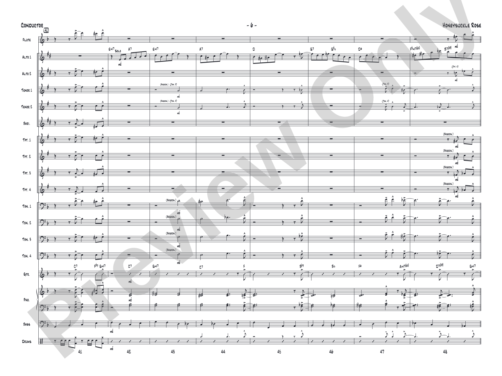 Honeysuckle Rose: Jazz Ensemble Conductor Score & Parts