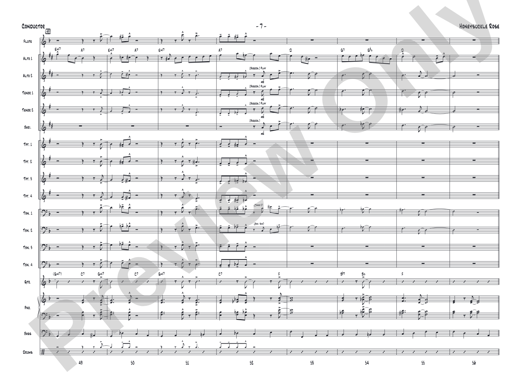 Honeysuckle Rose: Jazz Ensemble Conductor Score & Parts