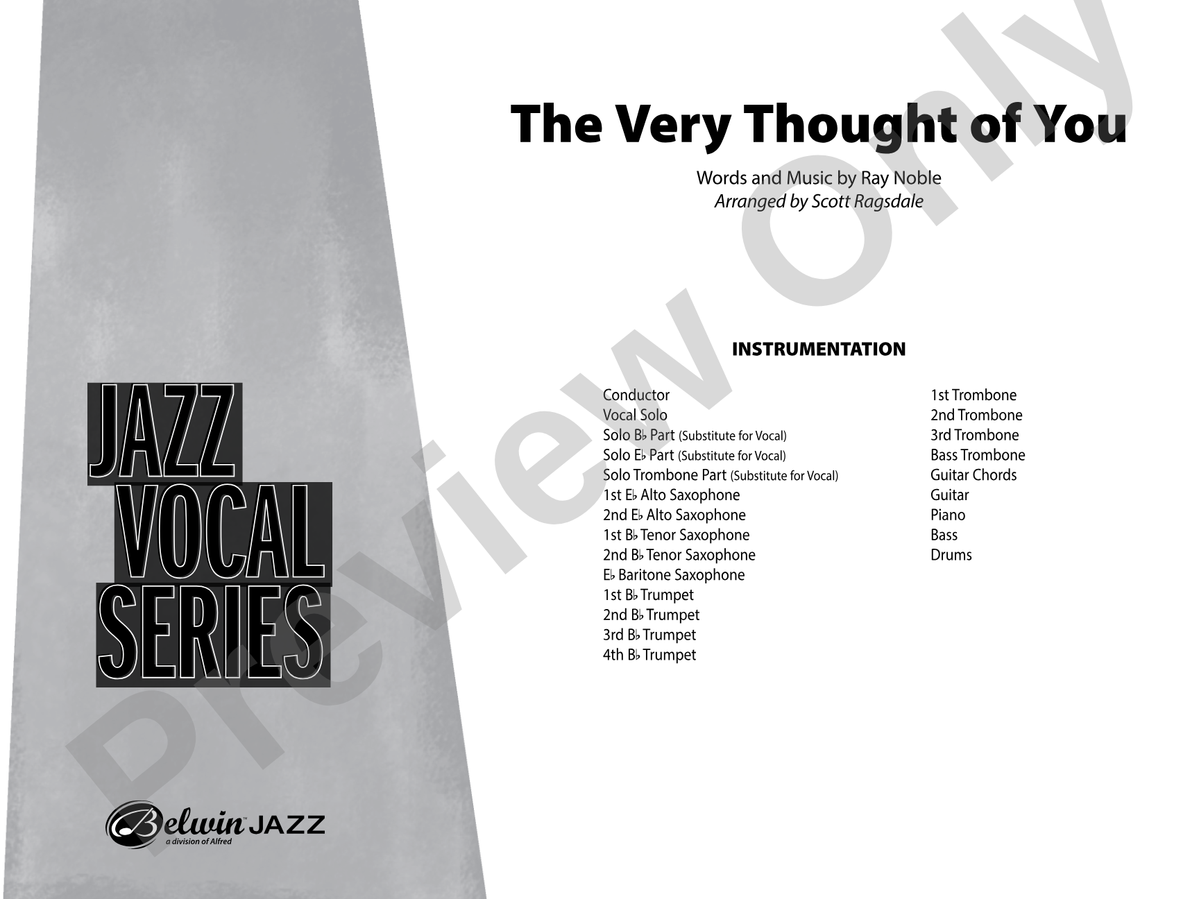 The Very Thought of You: Jazz Ensemble Conductor Score & Parts