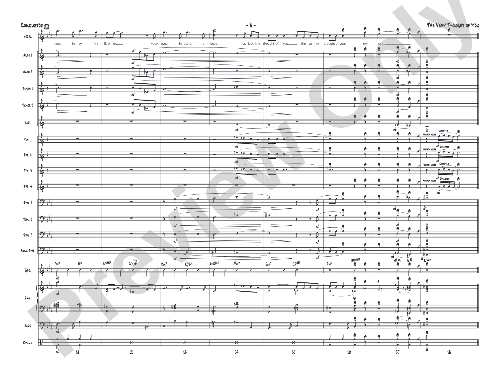 The Very Thought of You: Jazz Ensemble Conductor Score & Parts