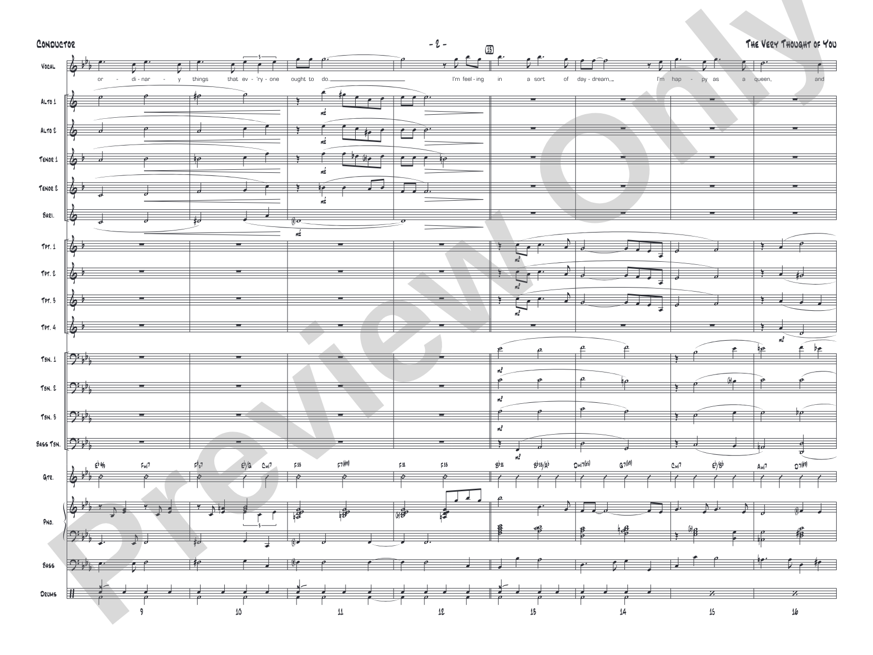 The Very Thought of You: Jazz Ensemble Conductor Score & Parts