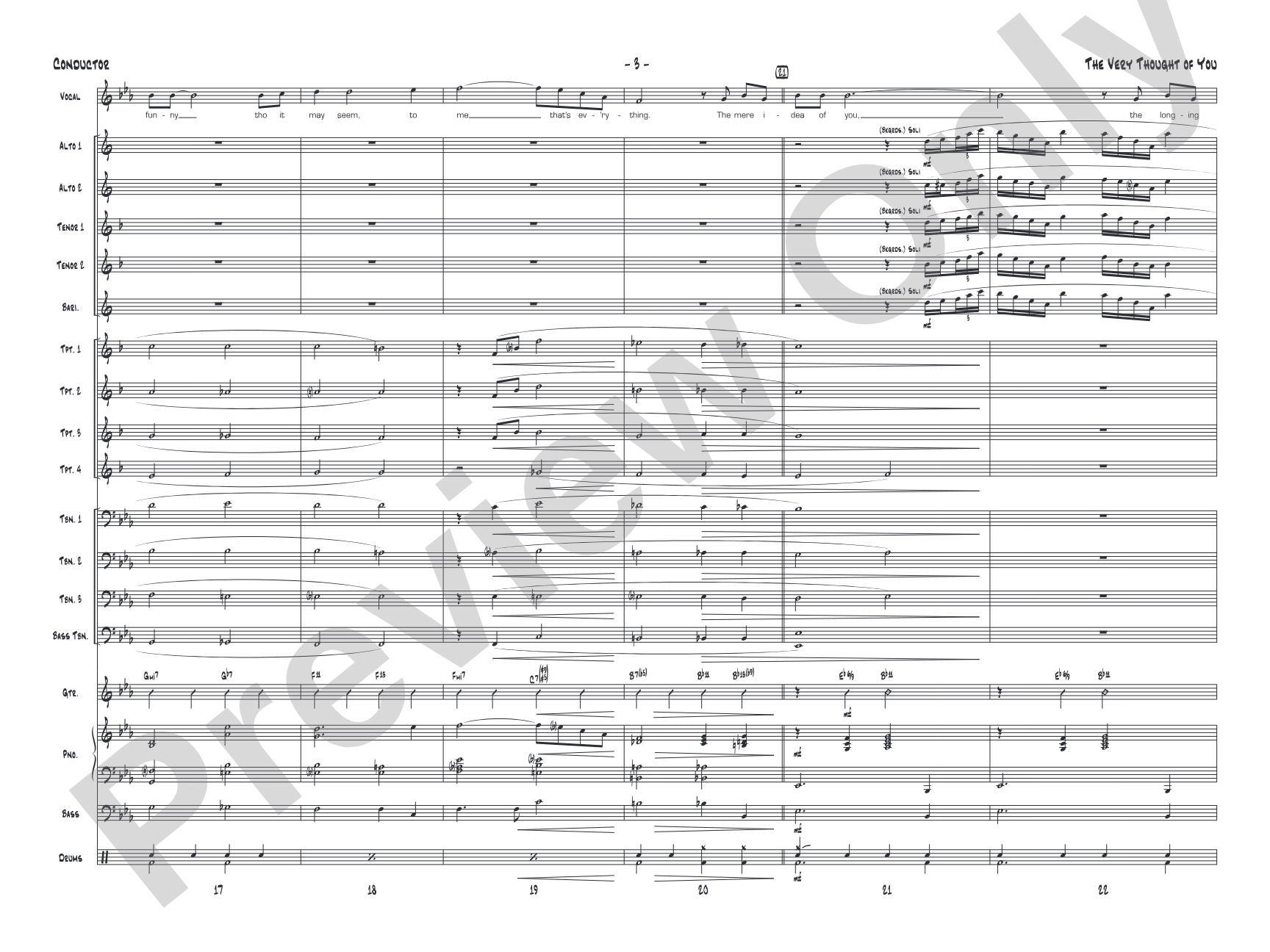 The Very Thought of You: Jazz Ensemble Conductor Score & Parts