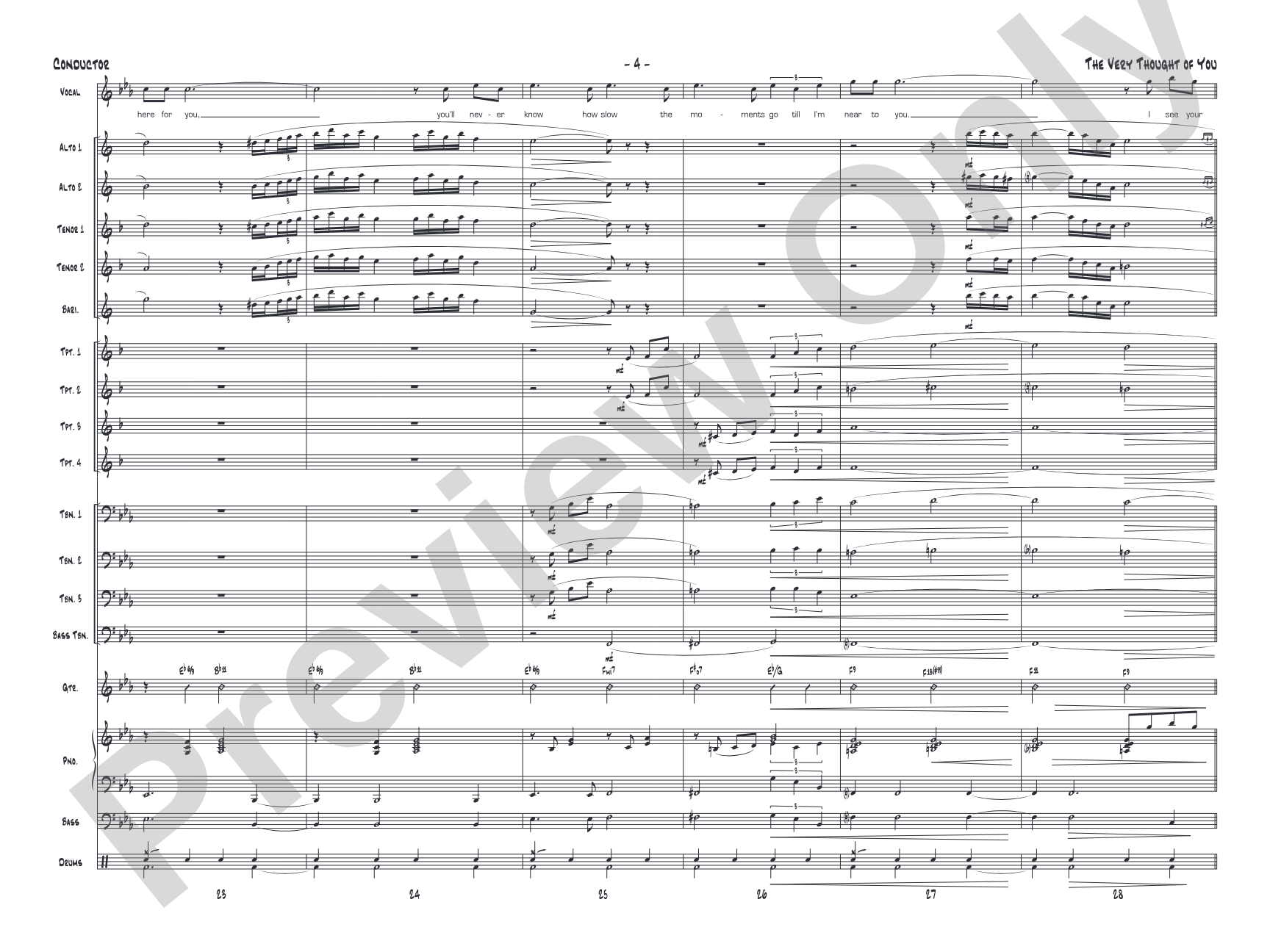The Very Thought of You: Jazz Ensemble Conductor Score & Parts