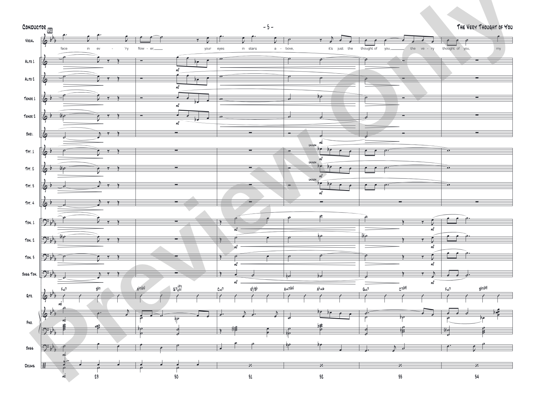 The Very Thought of You: Jazz Ensemble Conductor Score & Parts
