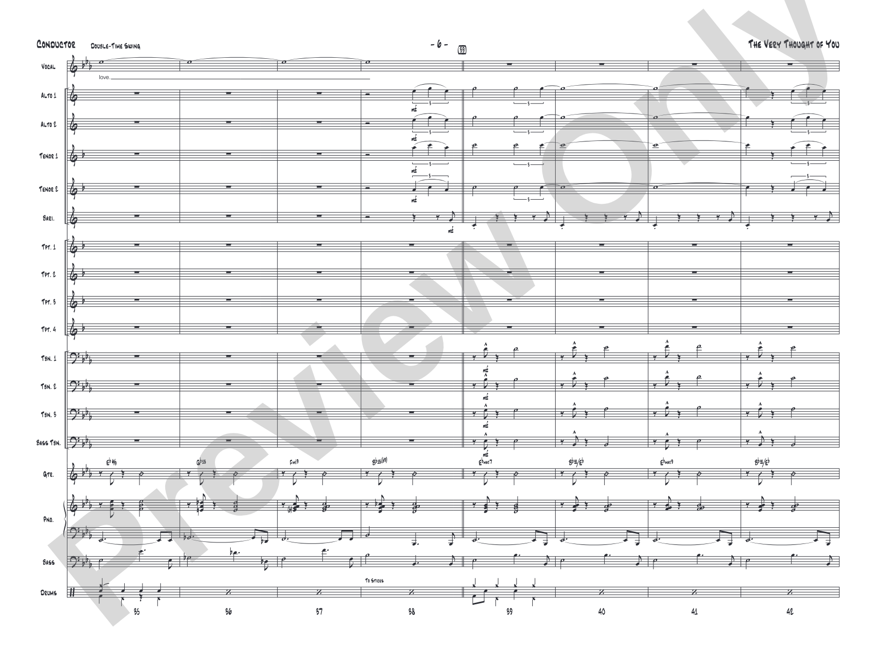 The Very Thought of You: Jazz Ensemble Conductor Score & Parts