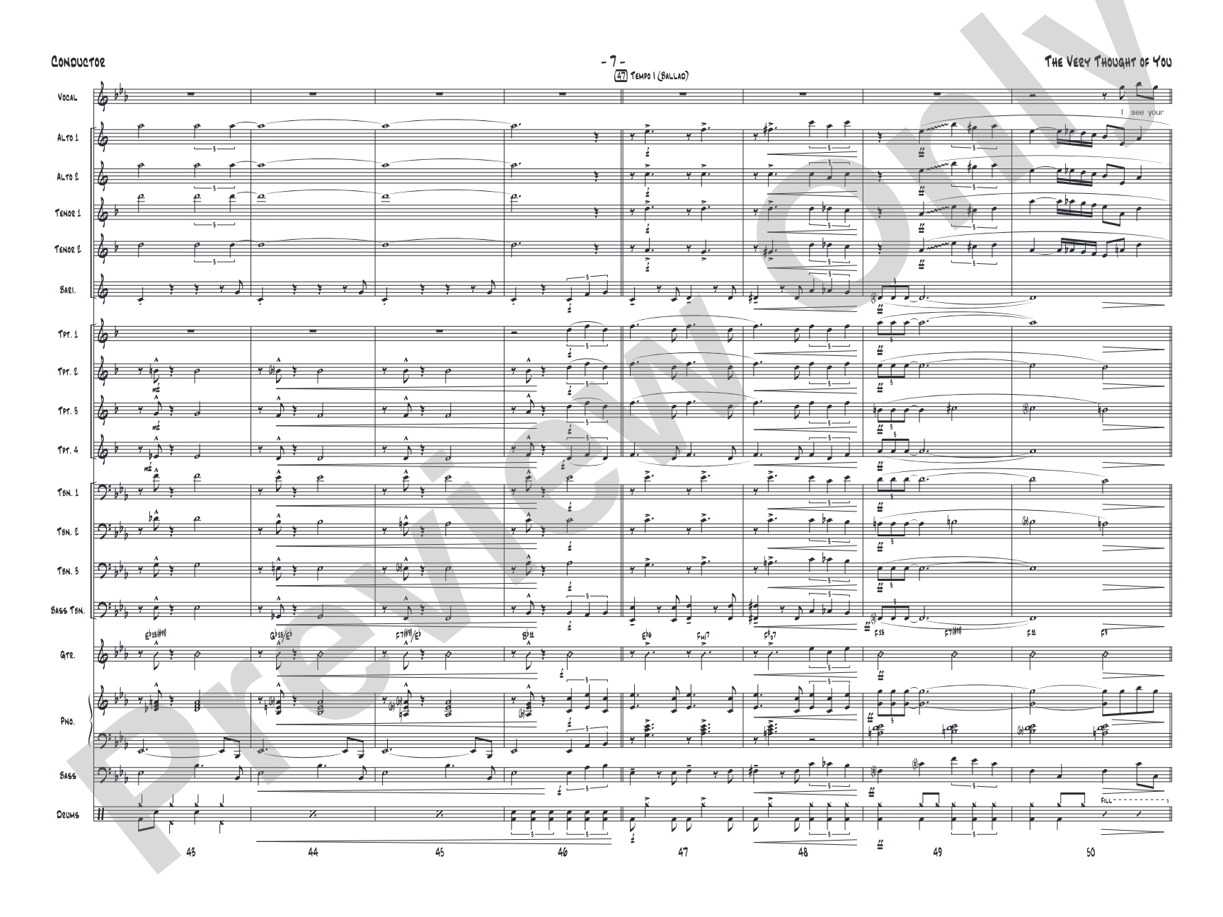 The Very Thought of You: Jazz Ensemble Conductor Score & Parts