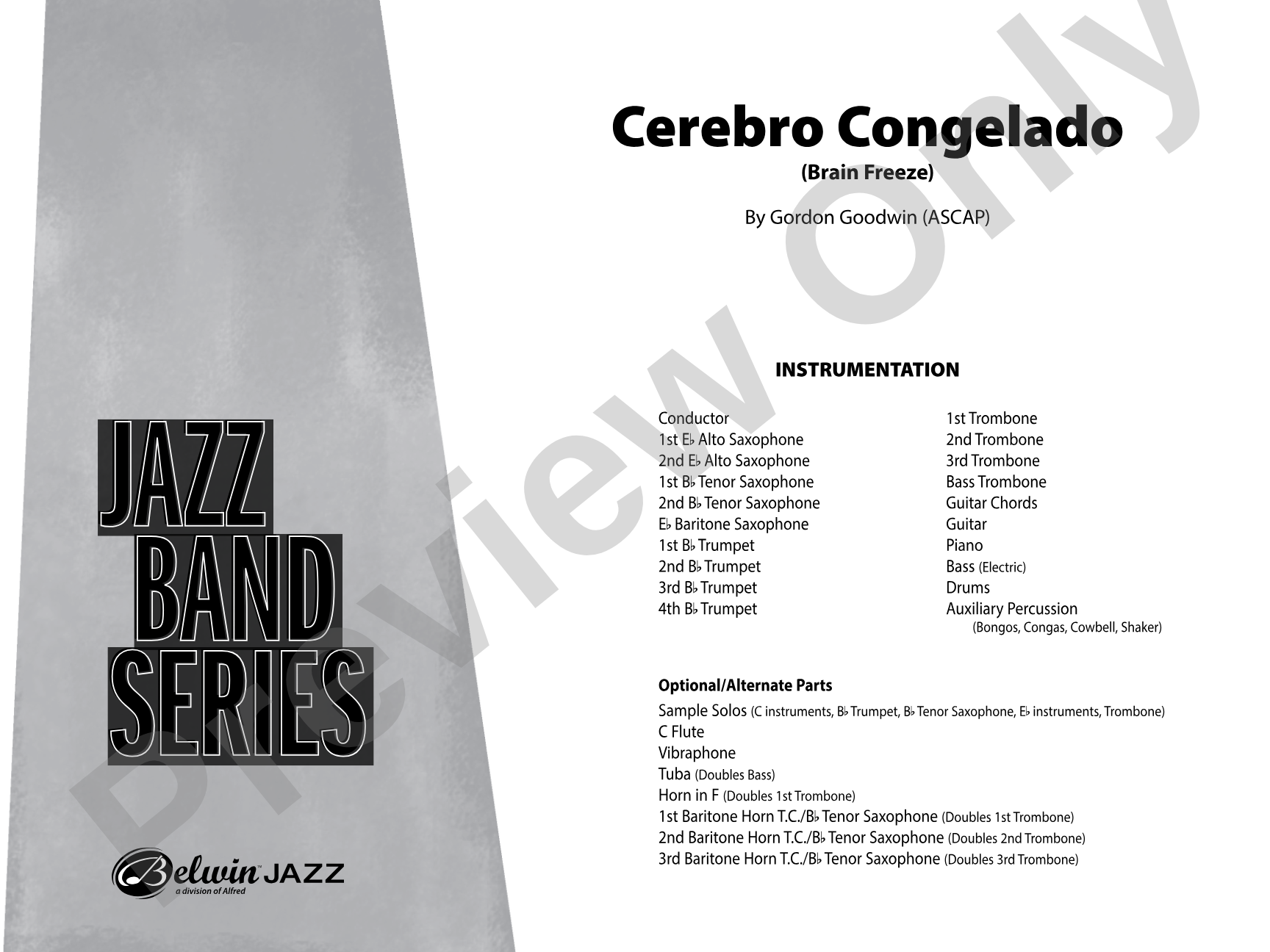 Cerebro Congelado: Jazz Ensemble Conductor Score & Parts