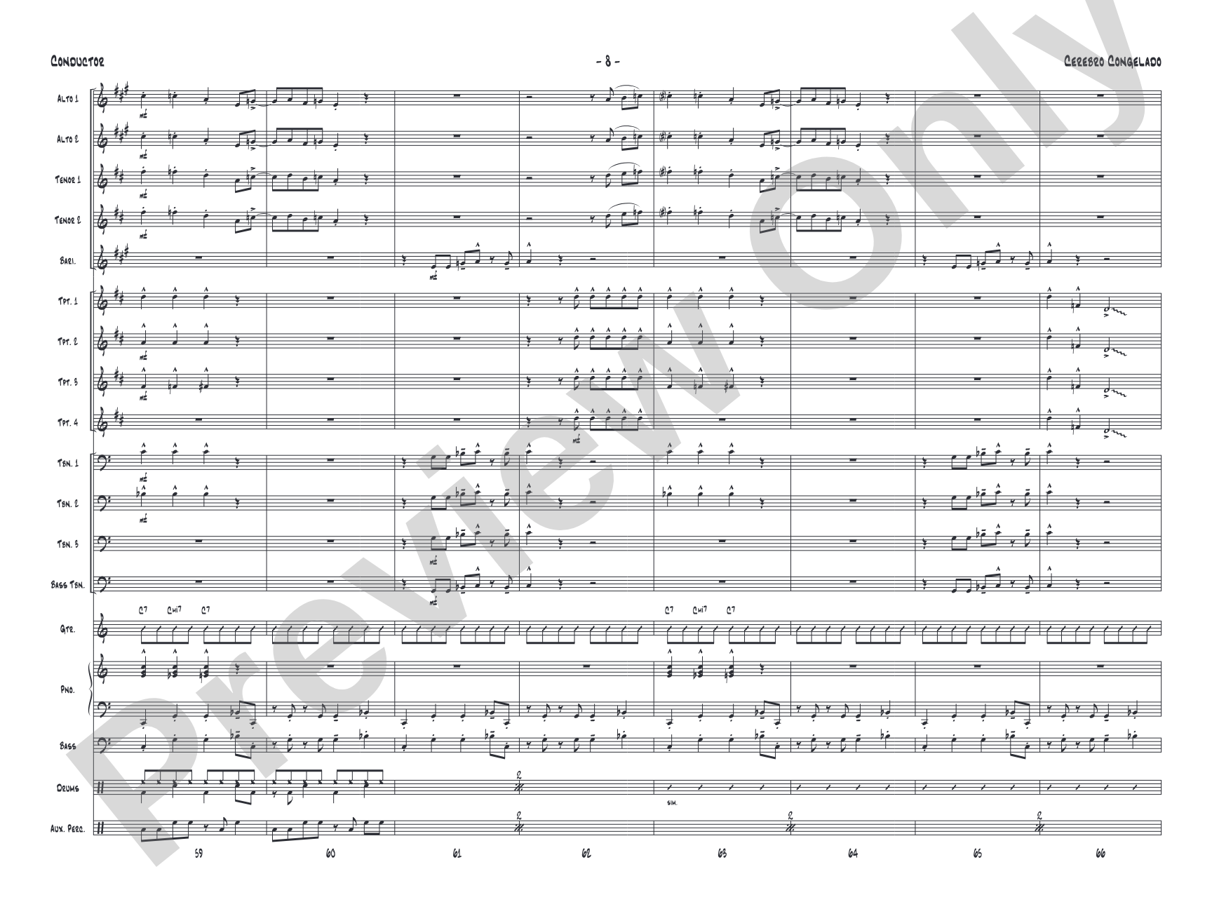 Cerebro Congelado: Jazz Ensemble Conductor Score & Parts