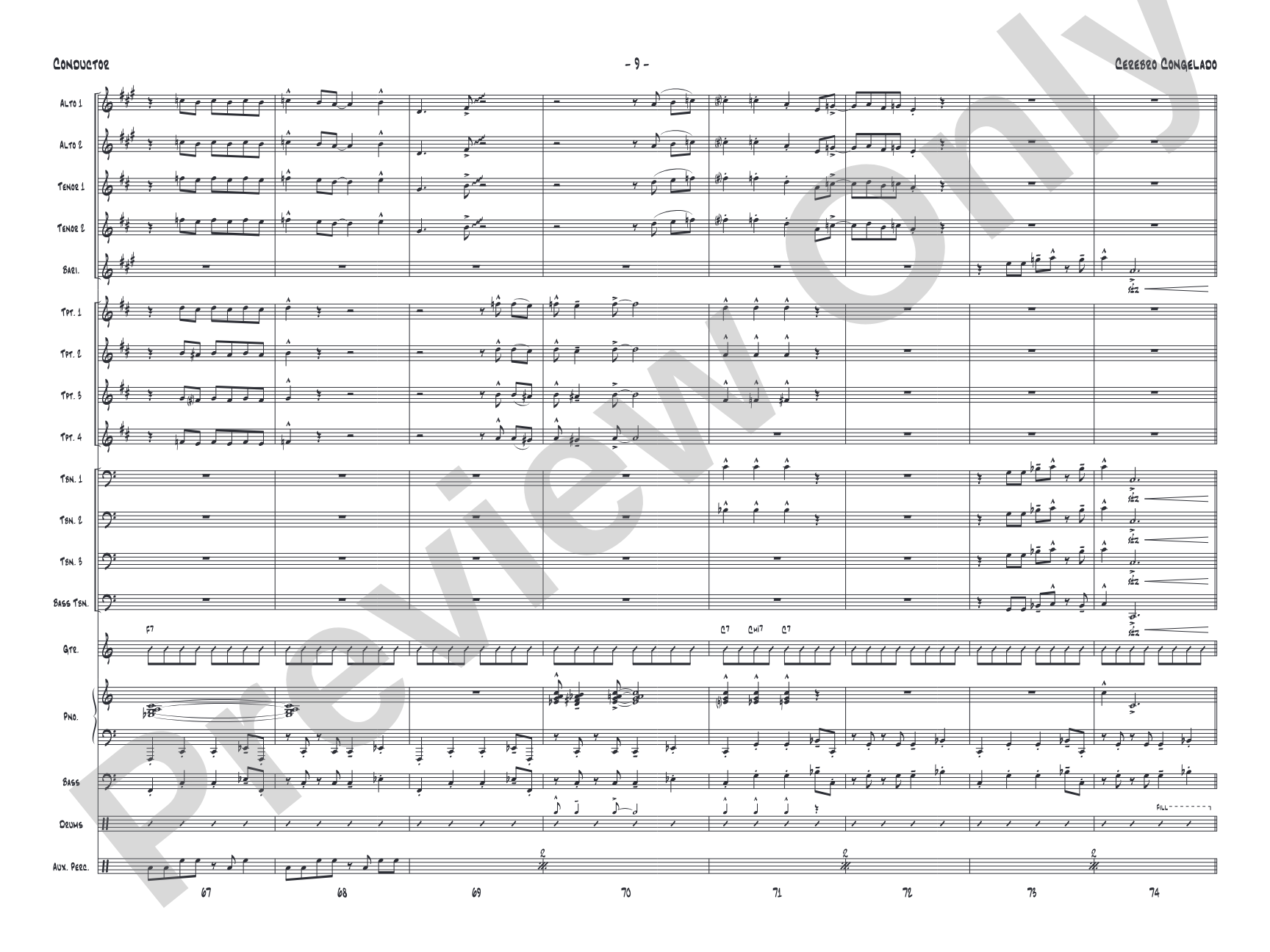 Cerebro Congelado: Jazz Ensemble Conductor Score & Parts