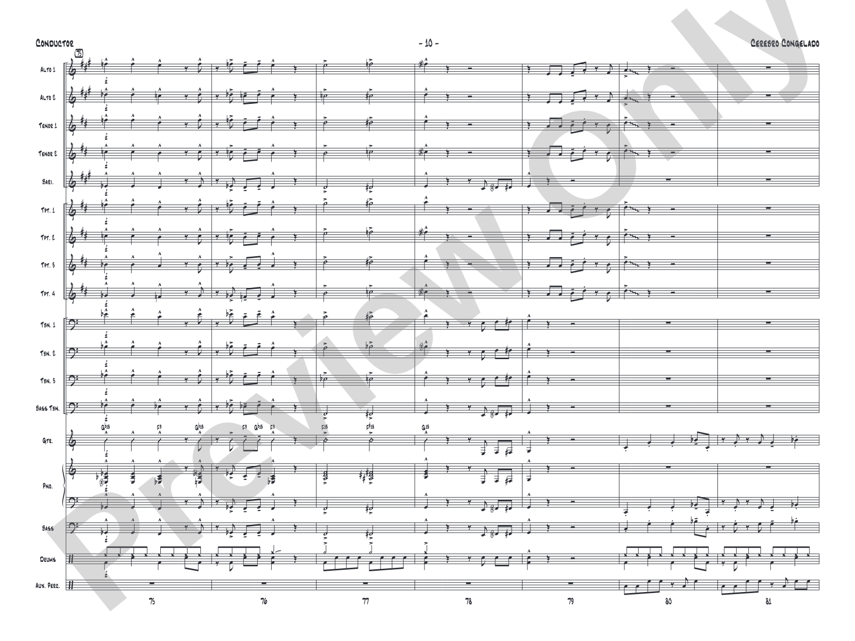 Cerebro Congelado: Jazz Ensemble Conductor Score & Parts