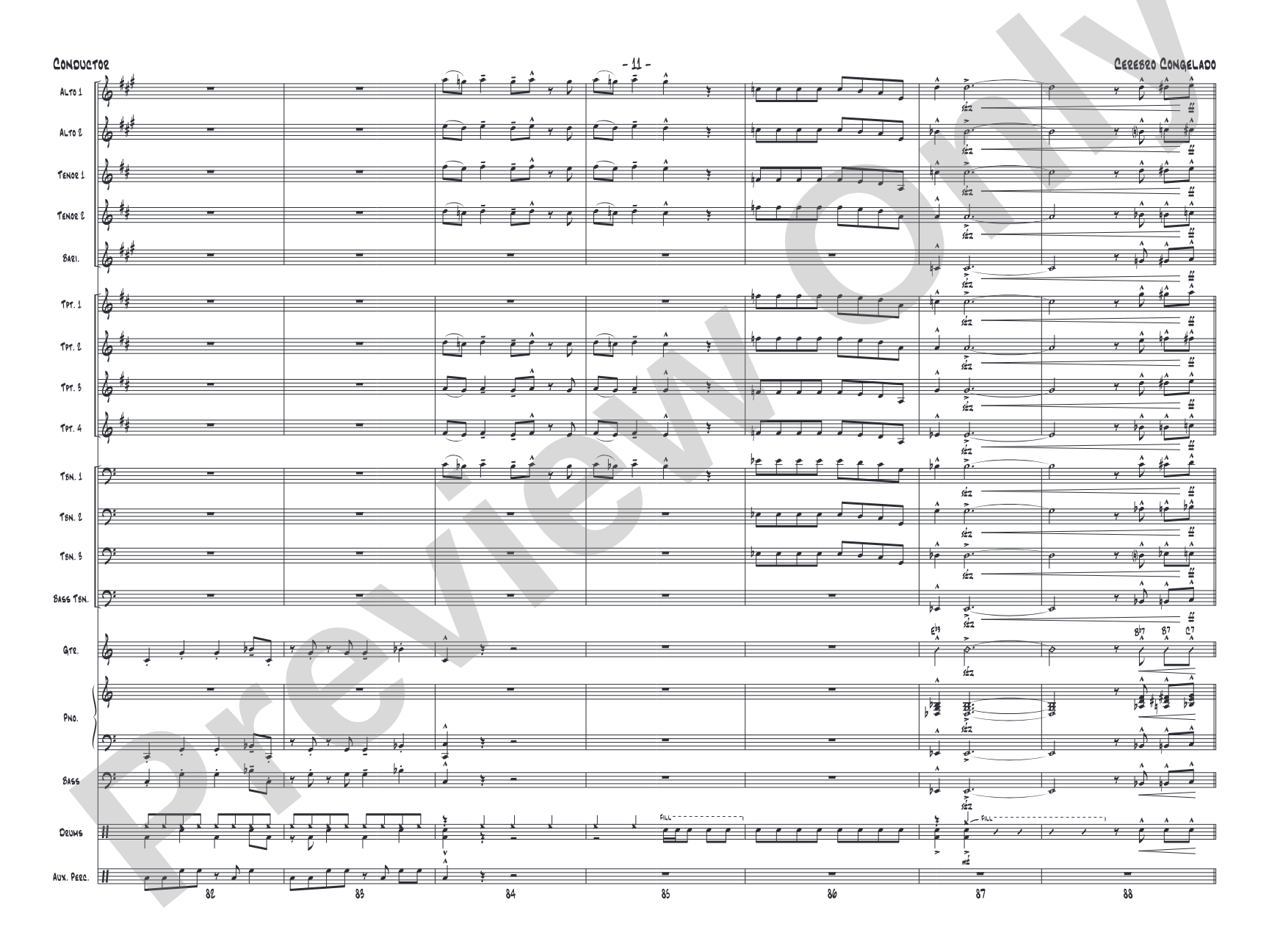 Cerebro Congelado: Jazz Ensemble Conductor Score & Parts