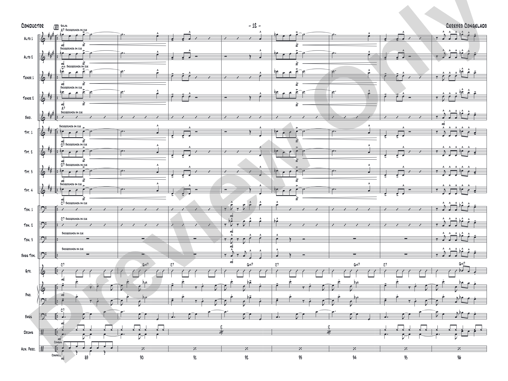 Cerebro Congelado: Jazz Ensemble Conductor Score & Parts