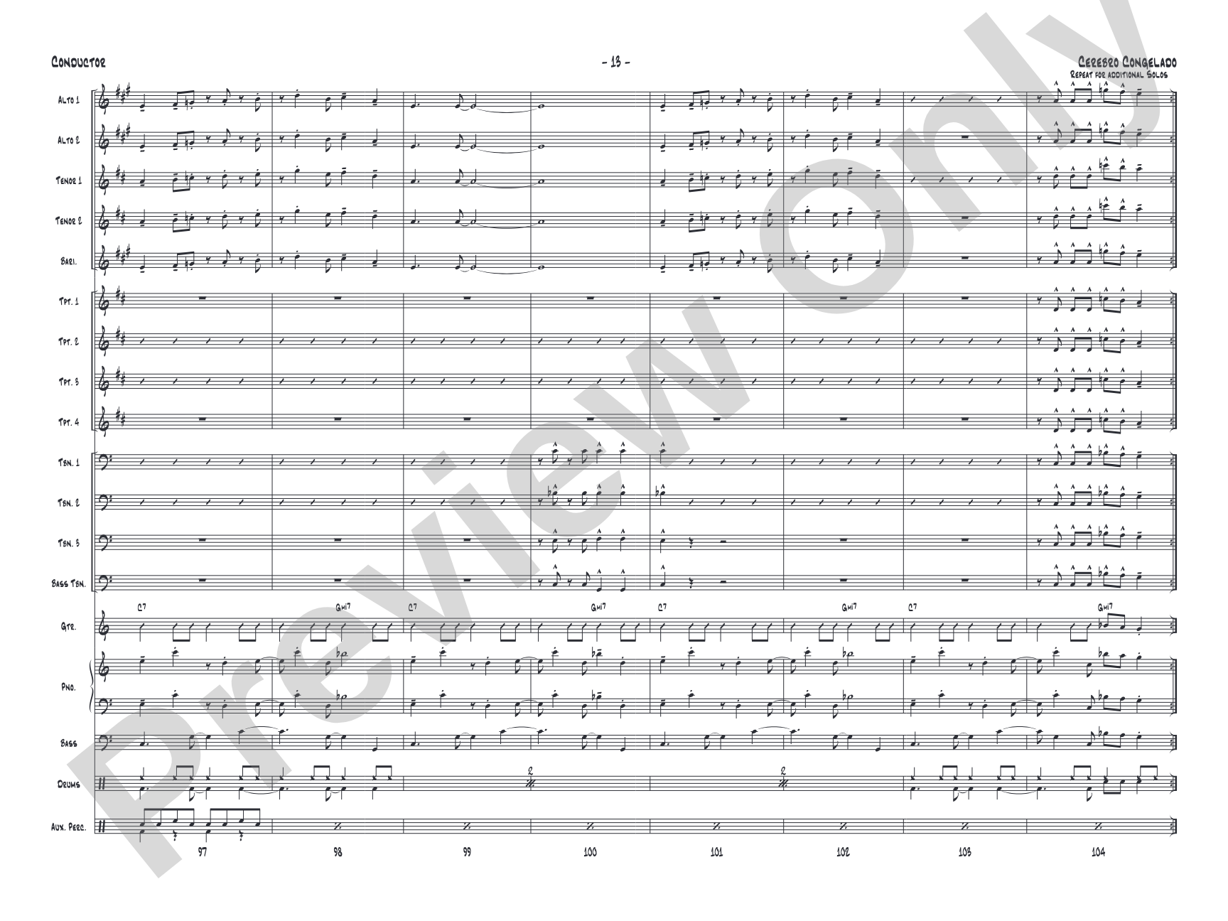 Cerebro Congelado: Jazz Ensemble Conductor Score & Parts