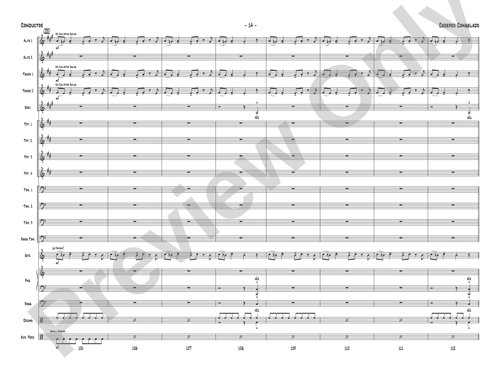 Cerebro Congelado: Jazz Ensemble Conductor Score & Parts