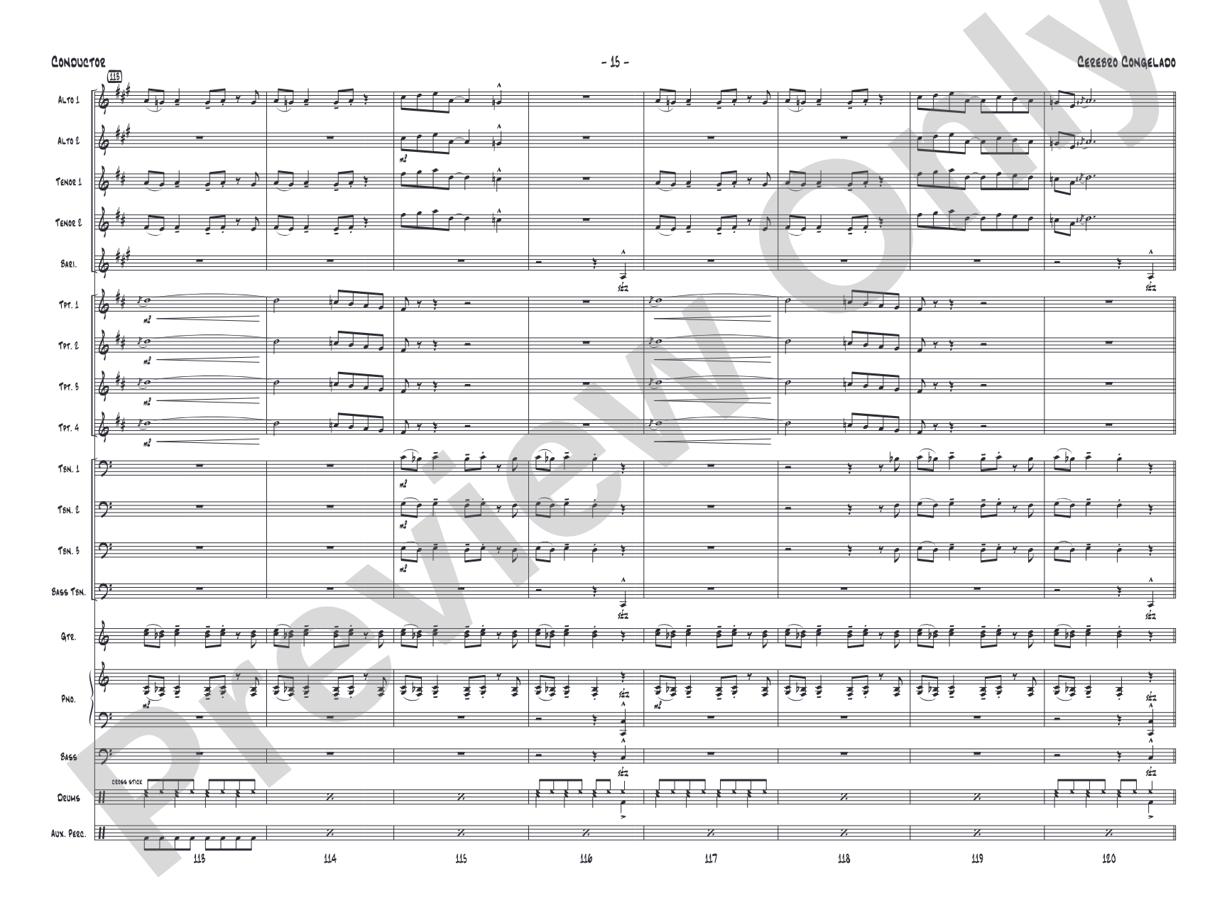 Cerebro Congelado: Jazz Ensemble Conductor Score & Parts
