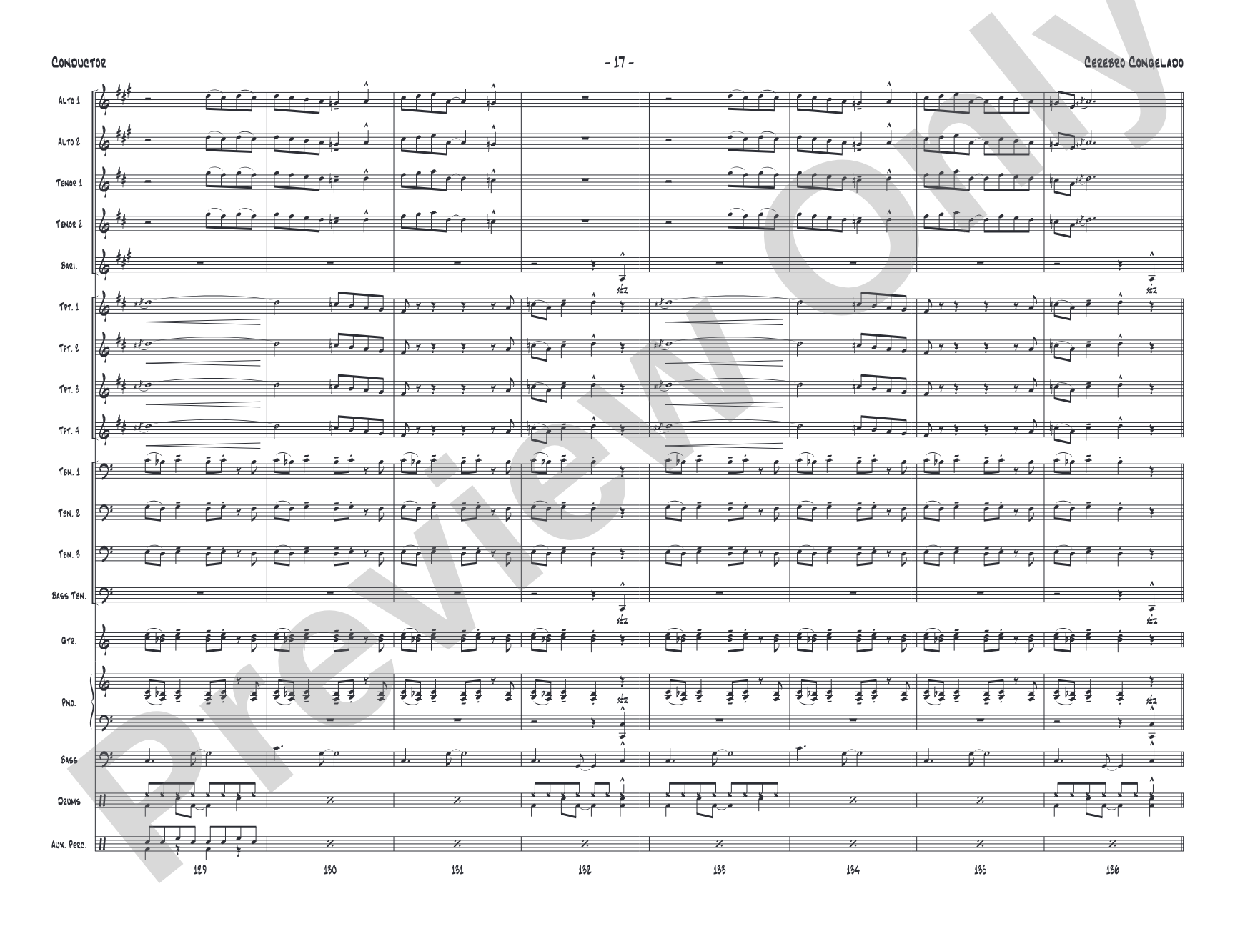 Cerebro Congelado: Jazz Ensemble Conductor Score & Parts