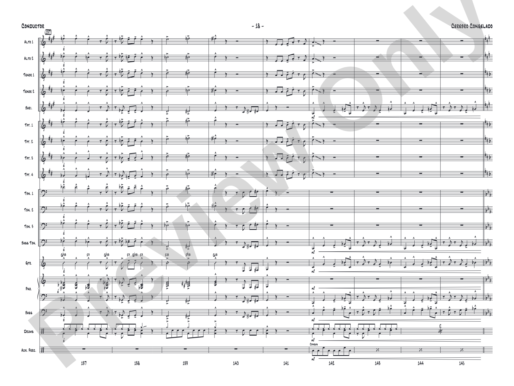 Cerebro Congelado: Jazz Ensemble Conductor Score & Parts