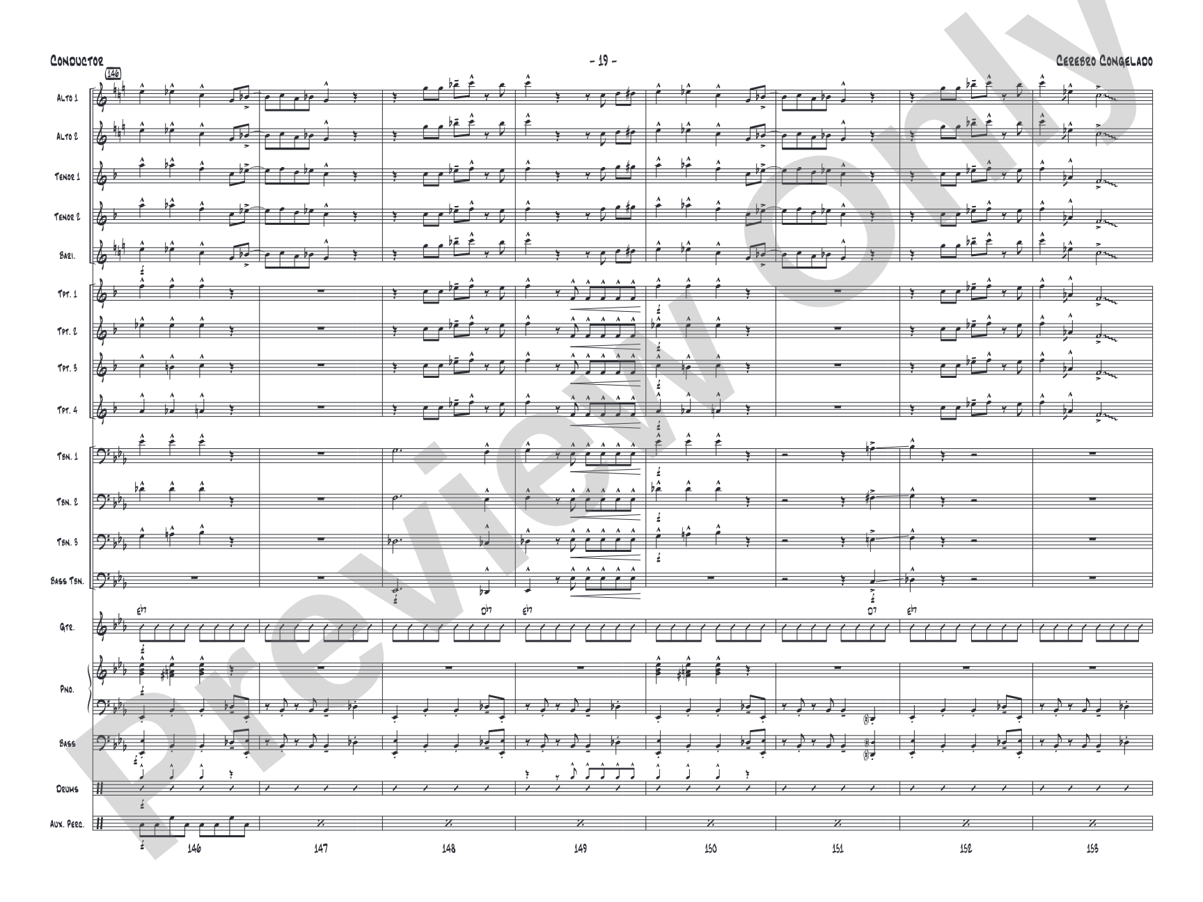 Cerebro Congelado: Jazz Ensemble Conductor Score & Parts