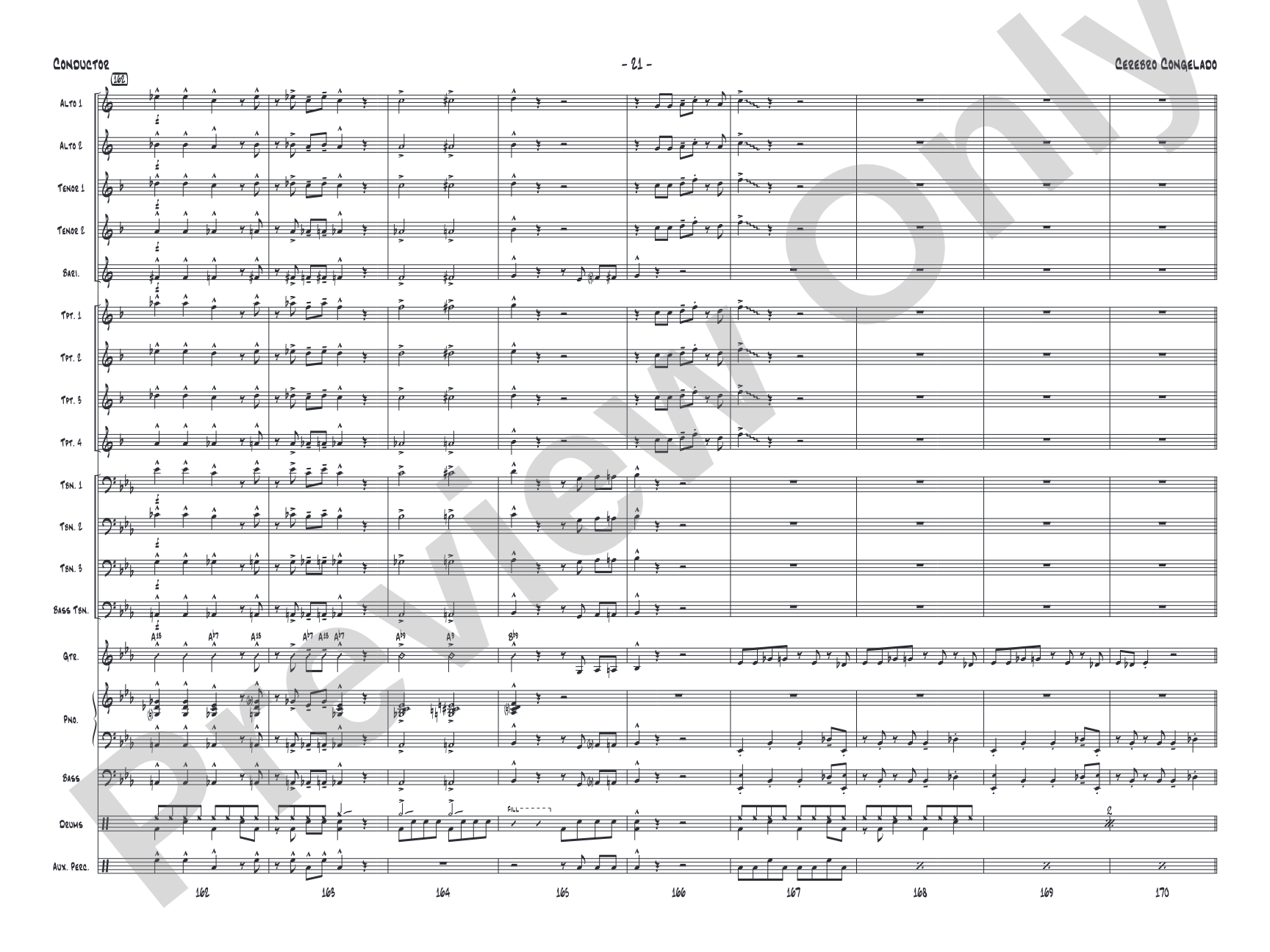 Cerebro Congelado: Jazz Ensemble Conductor Score & Parts