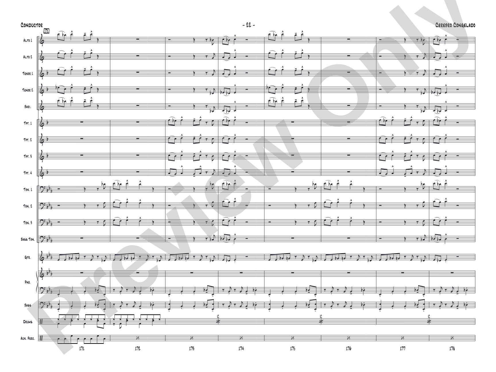 Cerebro Congelado: Jazz Ensemble Conductor Score & Parts