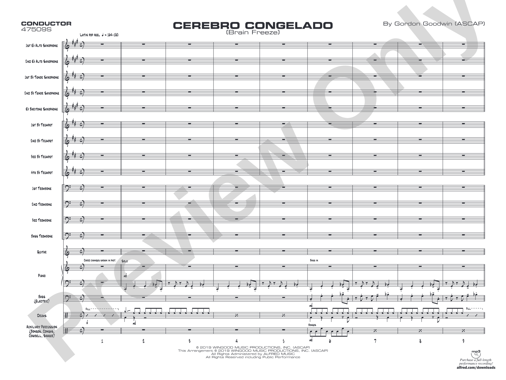 Cerebro Congelado: Jazz Ensemble Conductor Score & Parts
