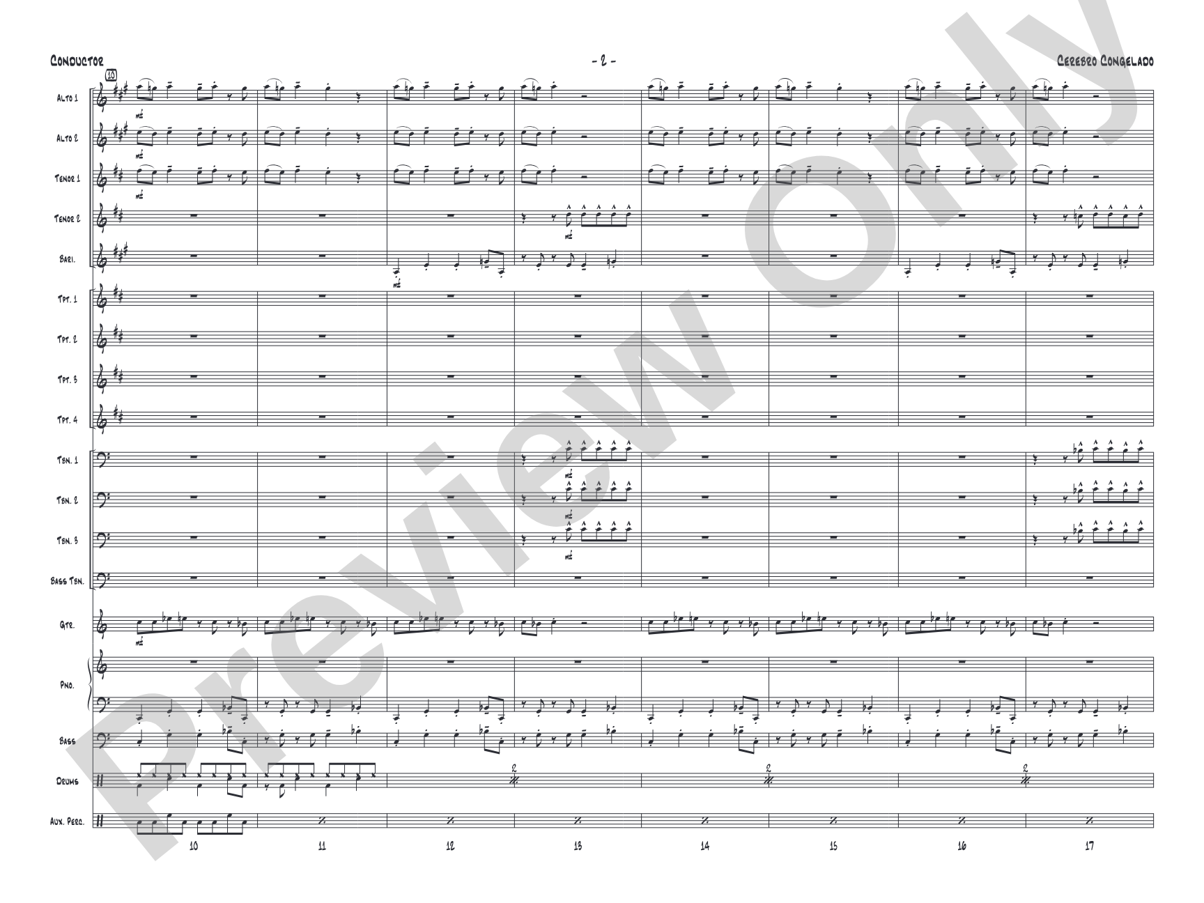 Cerebro Congelado: Jazz Ensemble Conductor Score & Parts