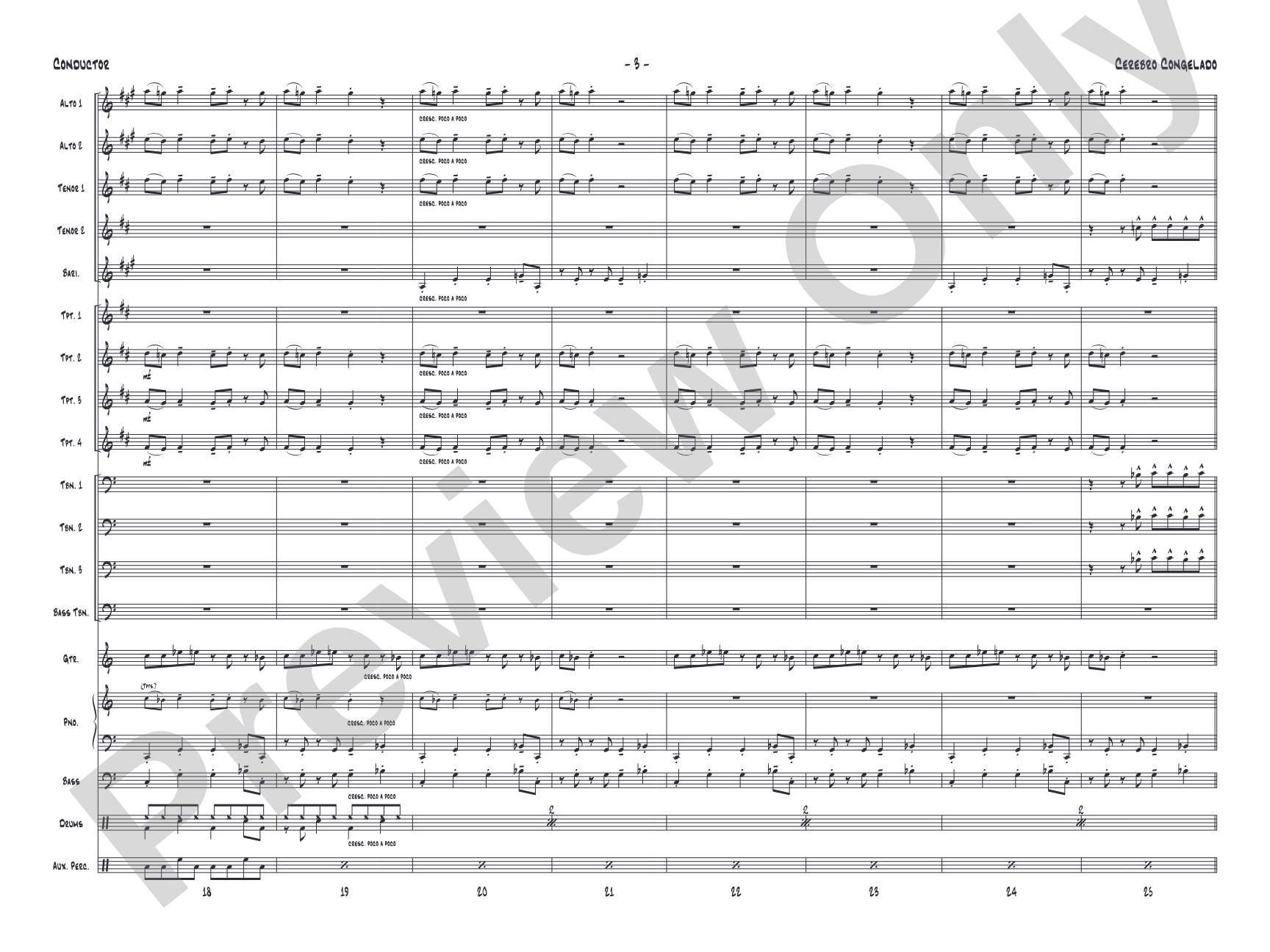 Cerebro Congelado: Jazz Ensemble Conductor Score & Parts