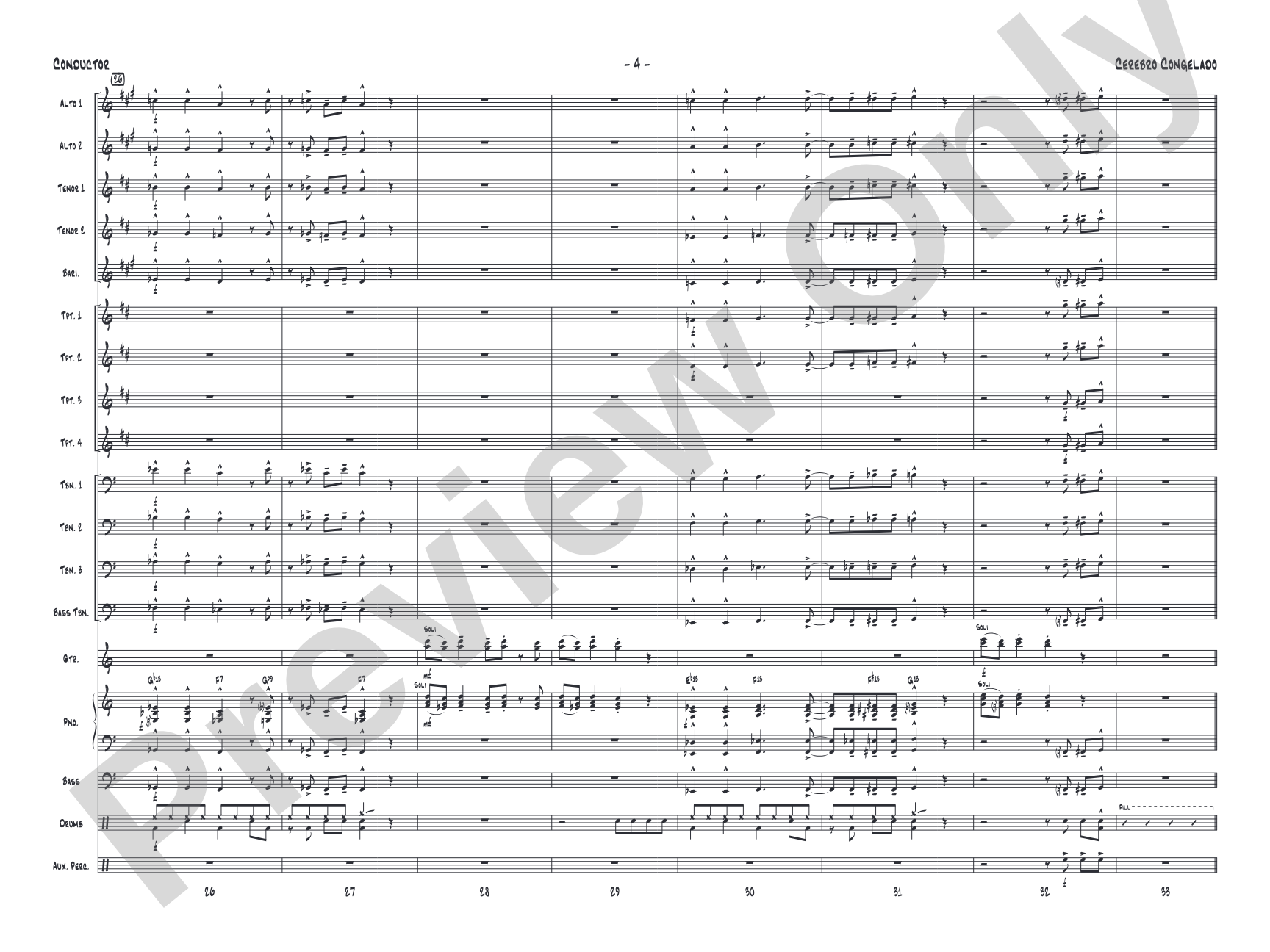 Cerebro Congelado: Jazz Ensemble Conductor Score & Parts