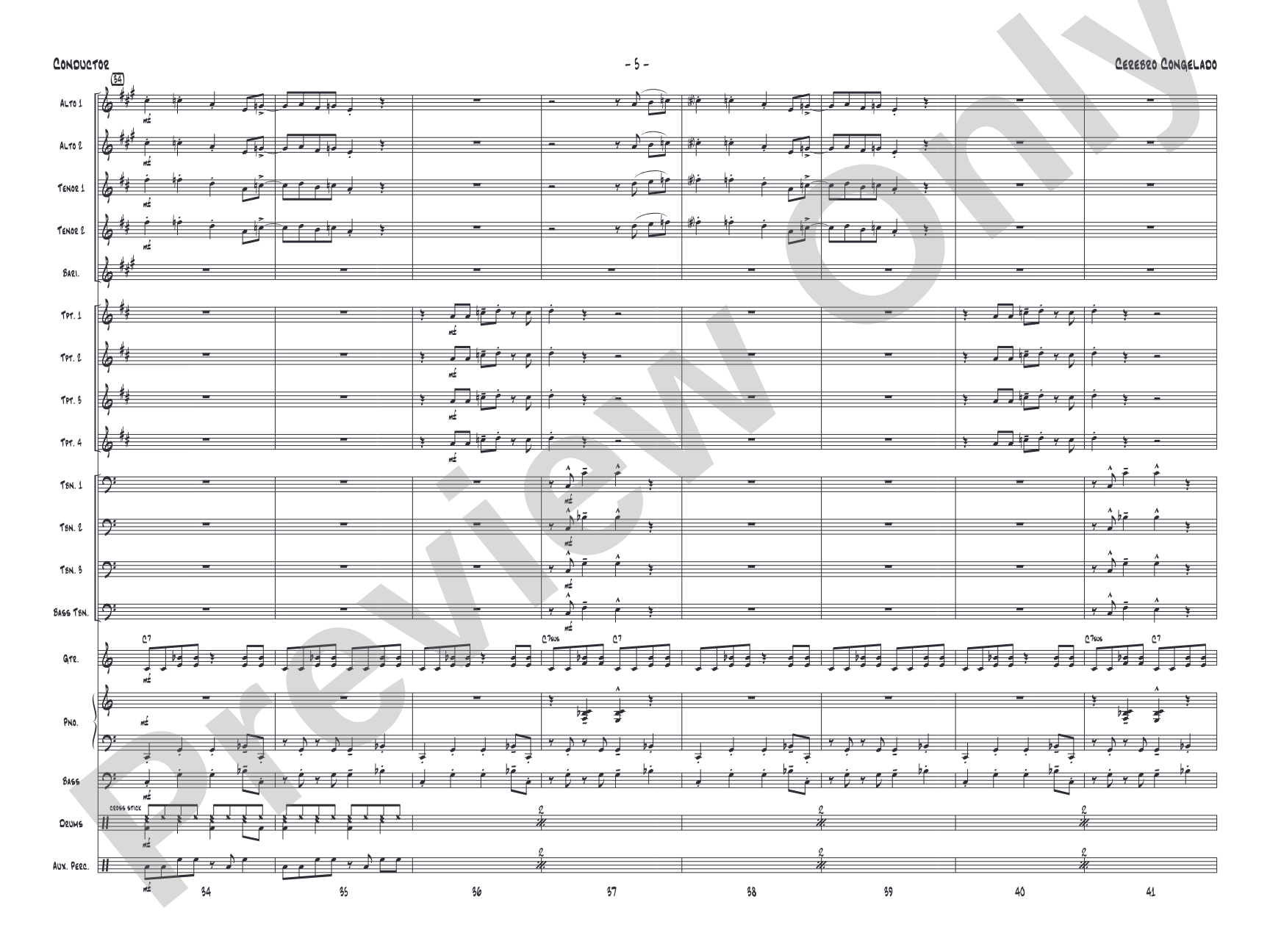 Cerebro Congelado: Jazz Ensemble Conductor Score & Parts