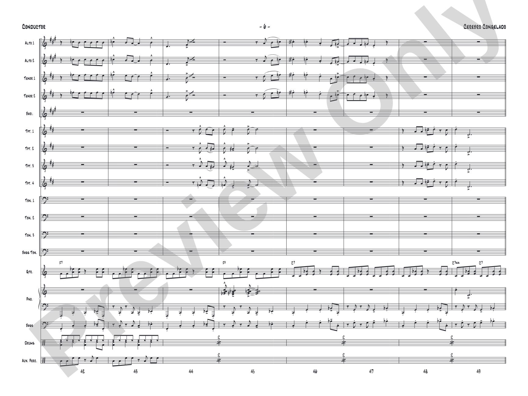 Cerebro Congelado: Jazz Ensemble Conductor Score & Parts