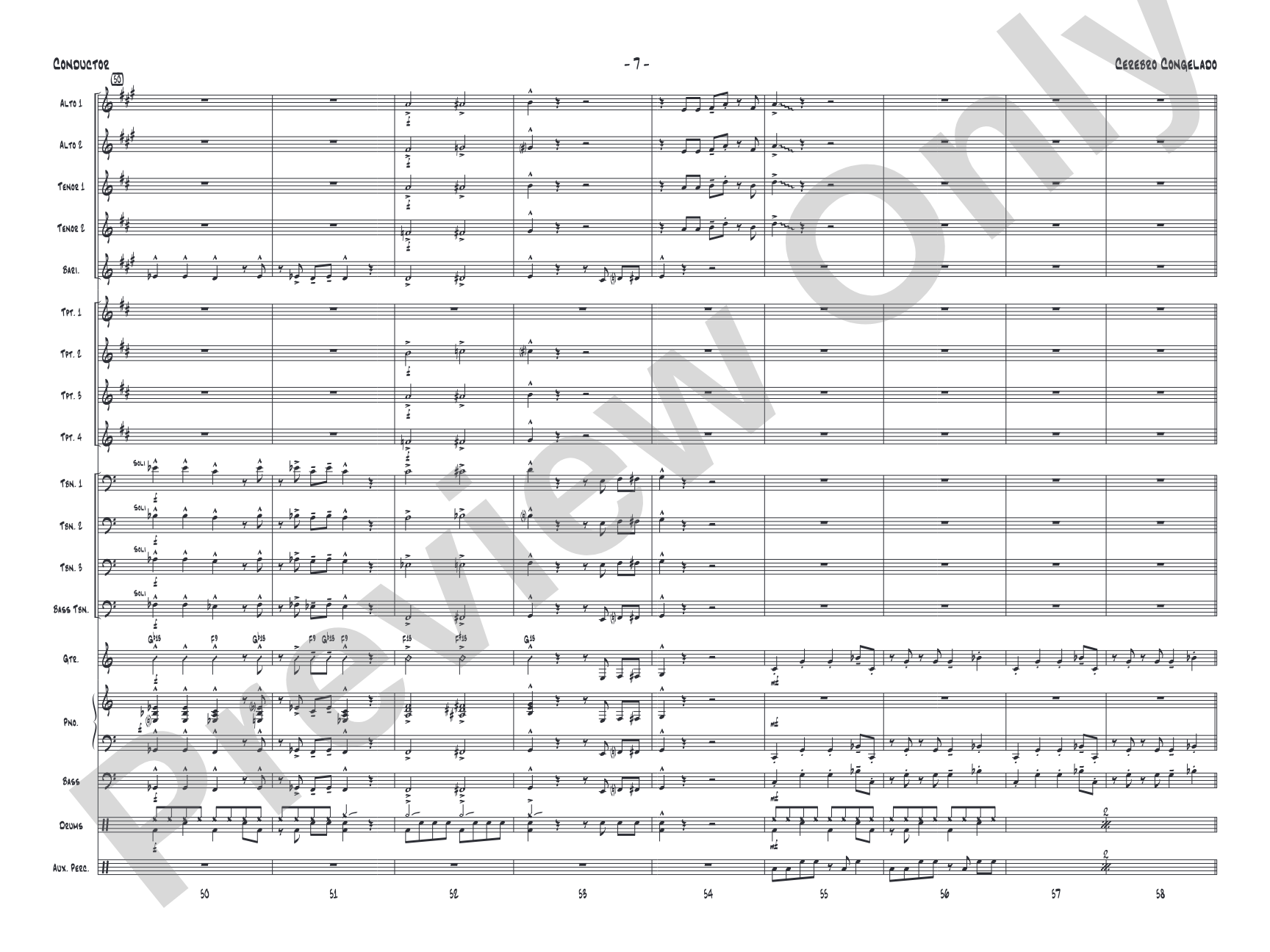 Cerebro Congelado: Jazz Ensemble Conductor Score & Parts