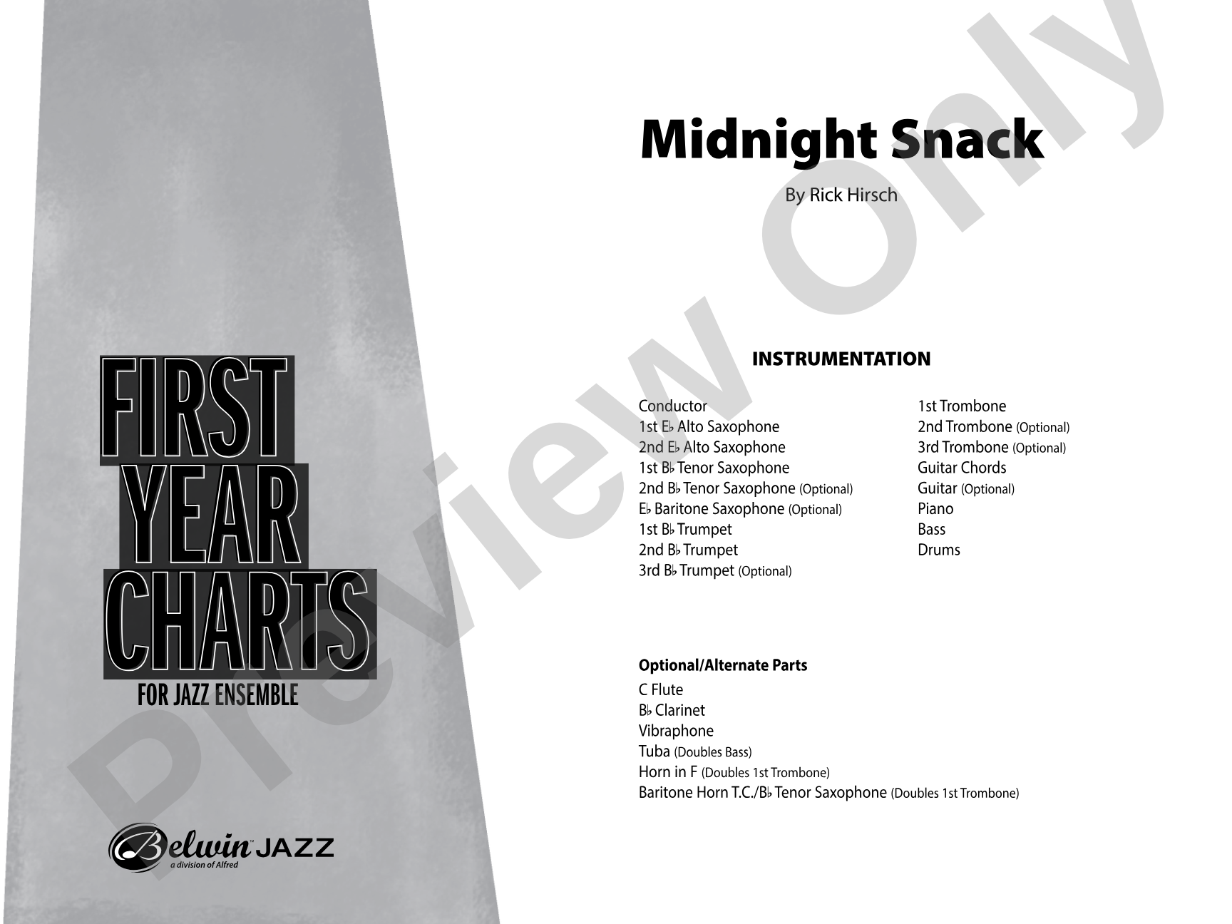 Midnight Snack: Jazz Ensemble Conductor Score & Parts