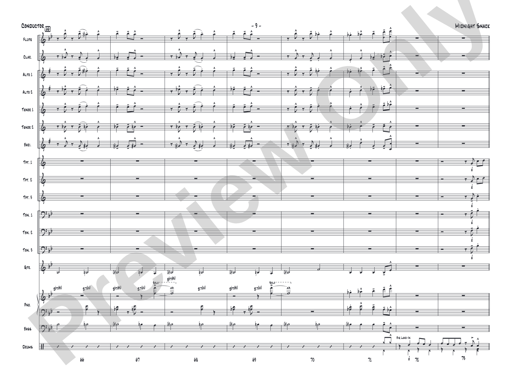 Midnight Snack: Jazz Ensemble Conductor Score & Parts