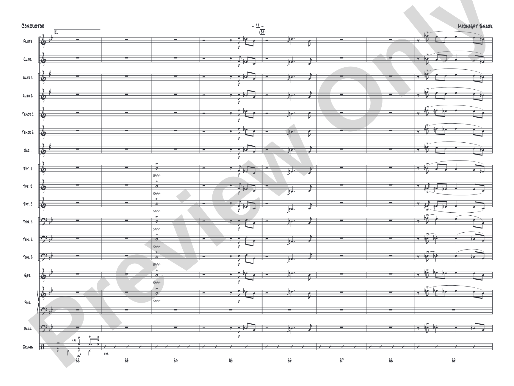 Midnight Snack: Jazz Ensemble Conductor Score & Parts