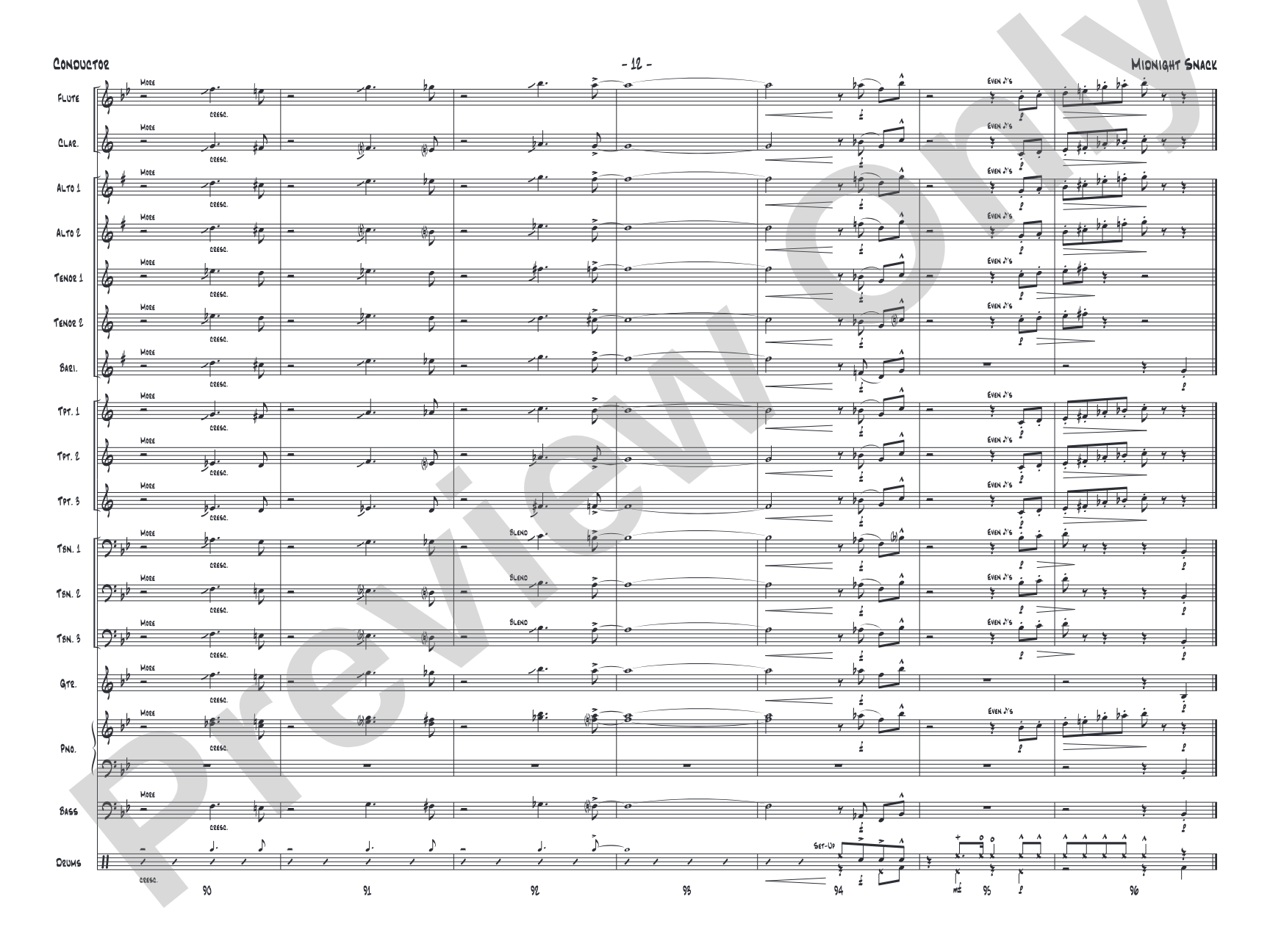 Midnight Snack: Jazz Ensemble Conductor Score & Parts