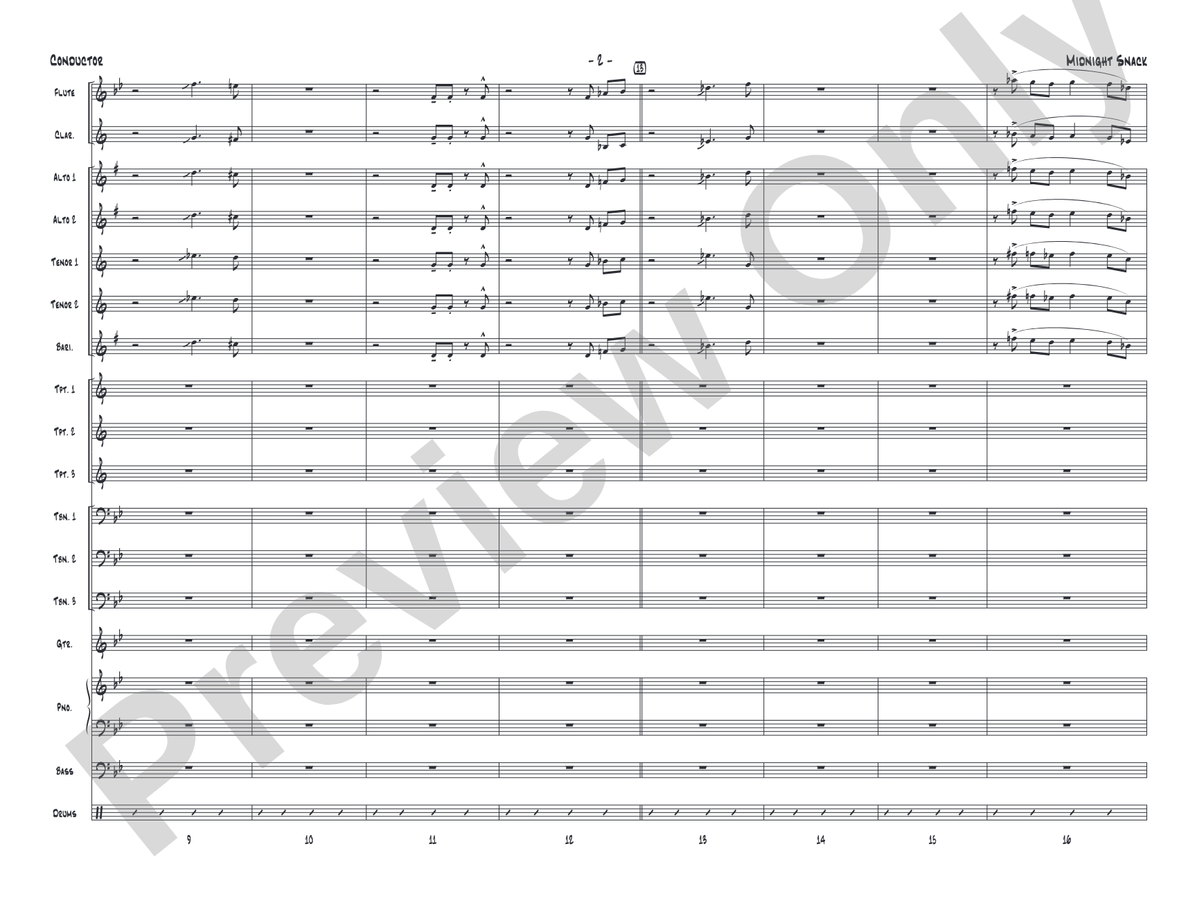 Midnight Snack: Jazz Ensemble Conductor Score & Parts