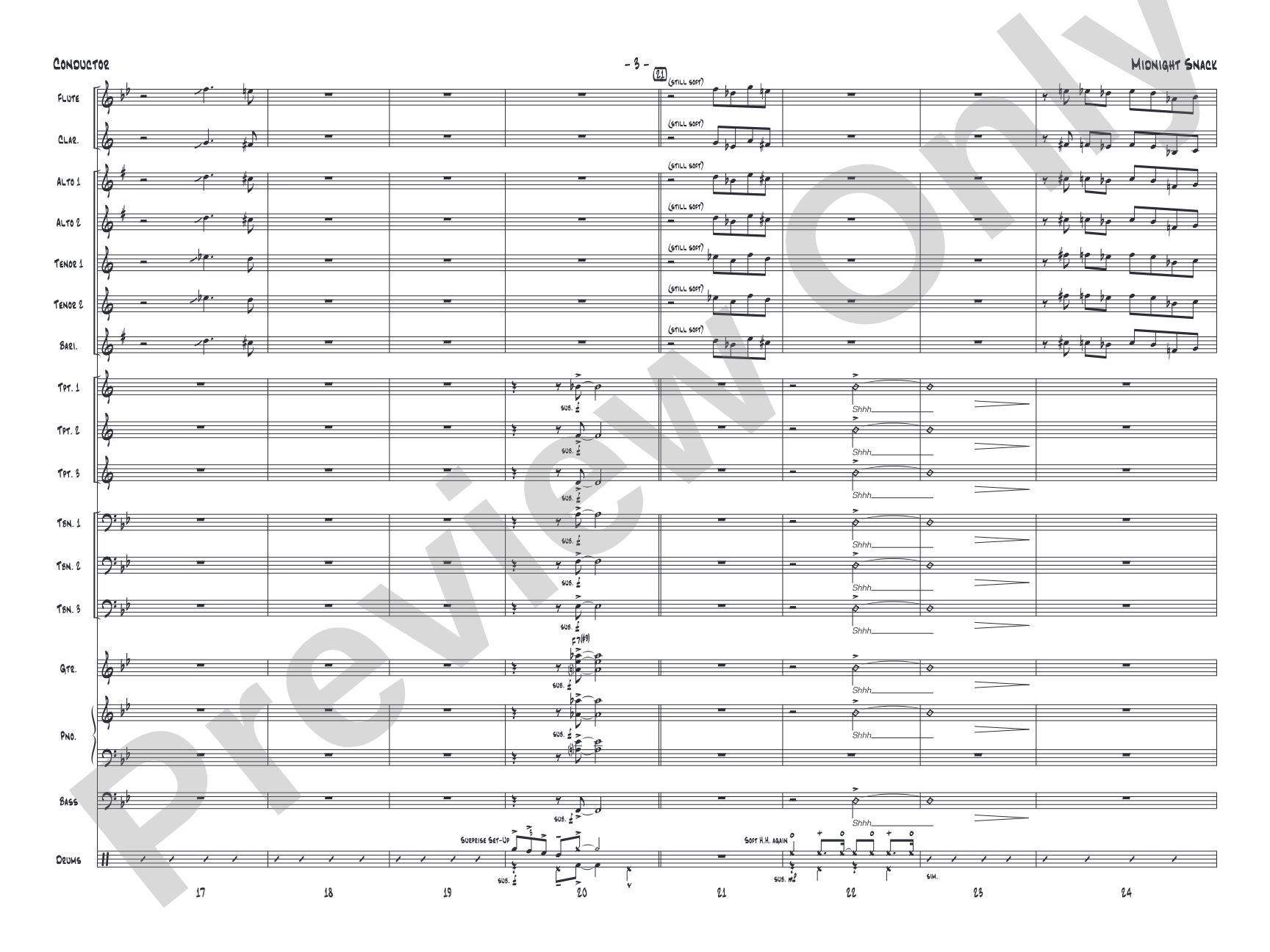 Midnight Snack: Jazz Ensemble Conductor Score & Parts