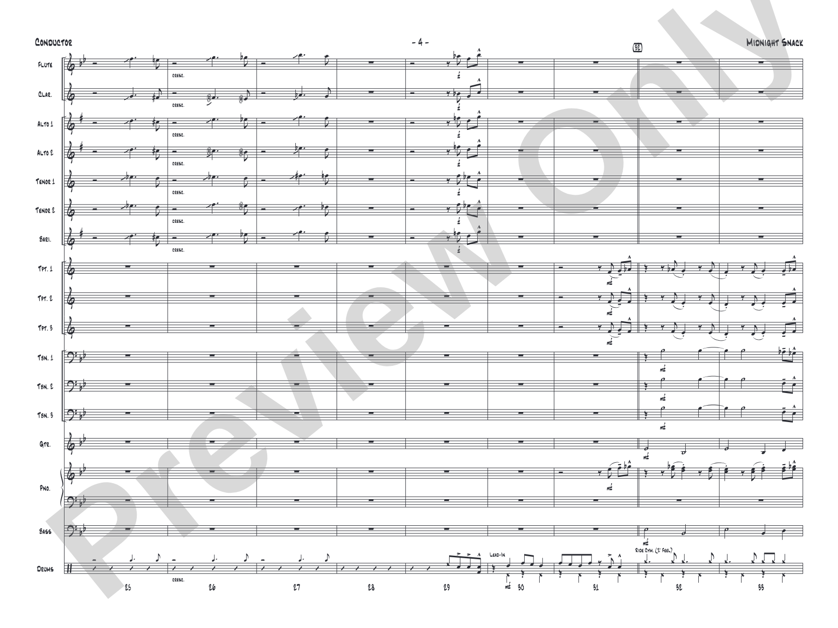 Midnight Snack: Jazz Ensemble Conductor Score & Parts
