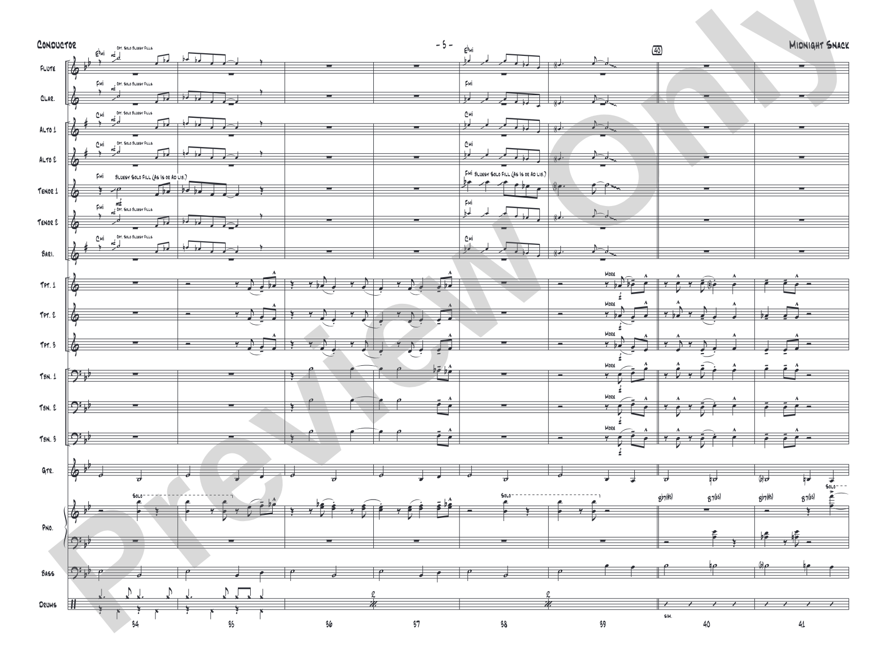 Midnight Snack: Jazz Ensemble Conductor Score & Parts